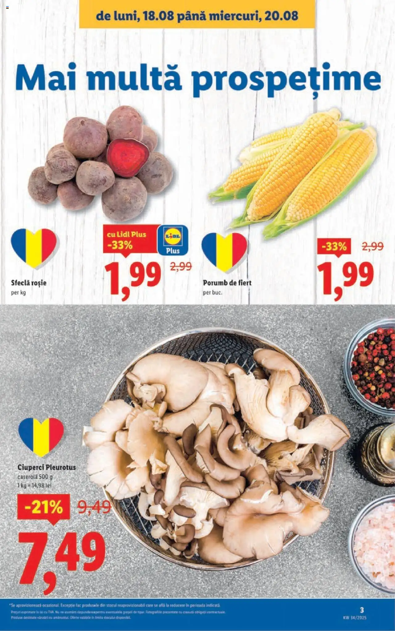 Catalog LIDL 18 - 23 August 2025 | Pagina 3 | Produse: Ciuperci, Porumb, Sfeclă