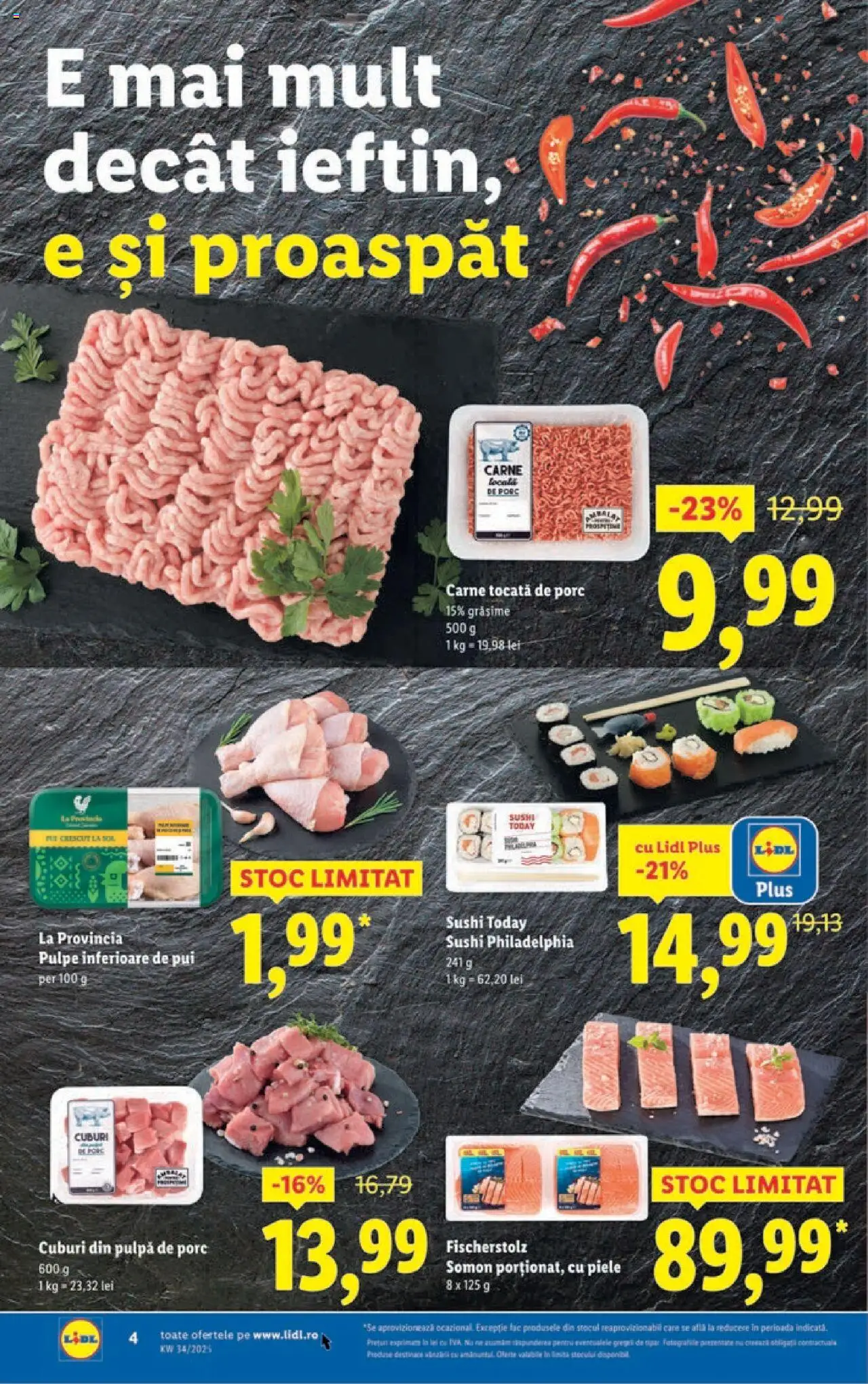 Catalog LIDL 18 - 23 August 2025 | Pagina 4 | Produse: Hacıyatmaz Kedi Oyuncağı, Sushi, Carne De Porc, Carne tocată