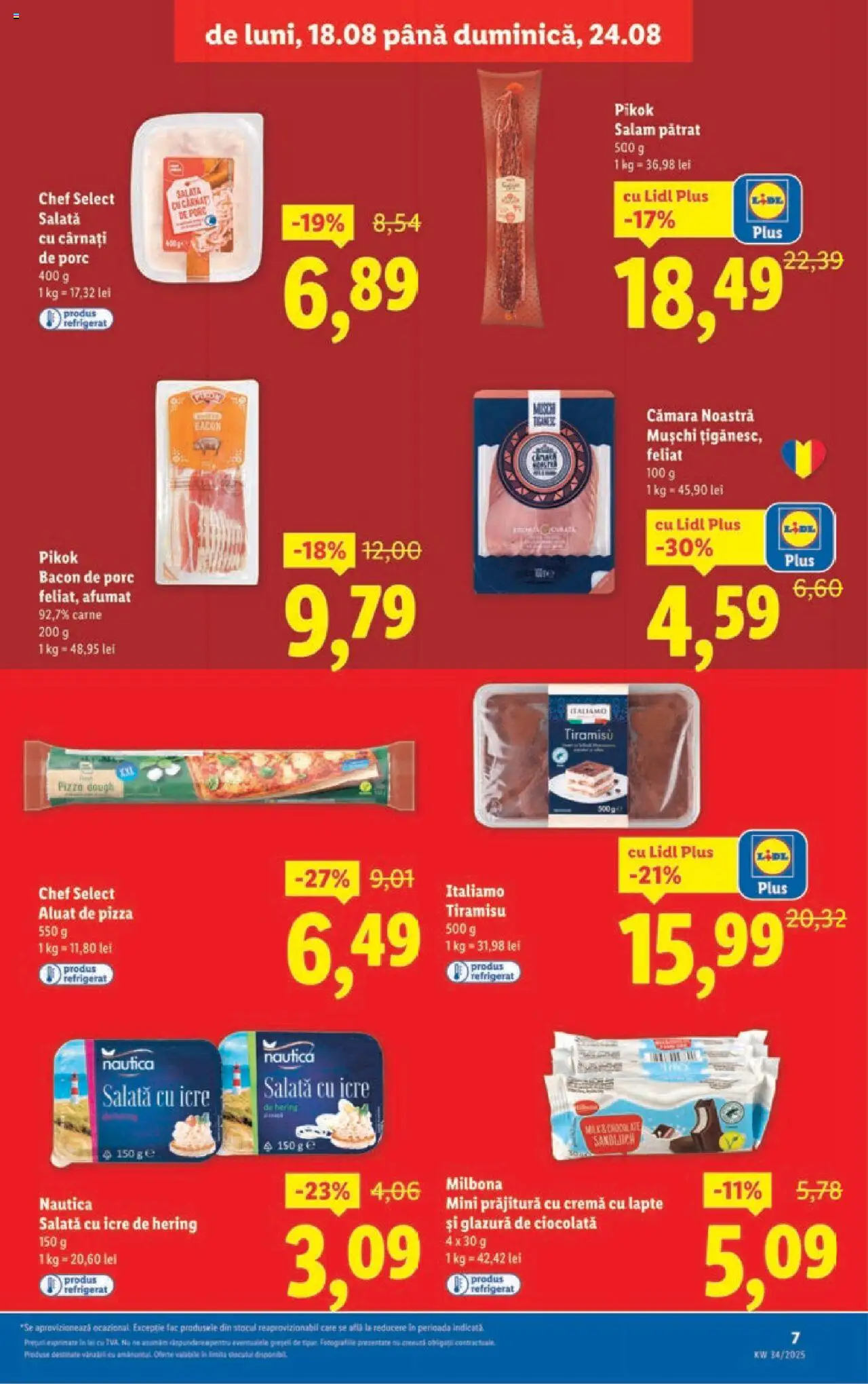 Catalog LIDL 18 - 23 August 2025 | Pagina 7 | Produse: Cremă, Tiramisu, Ciocolată, Salată cu icre