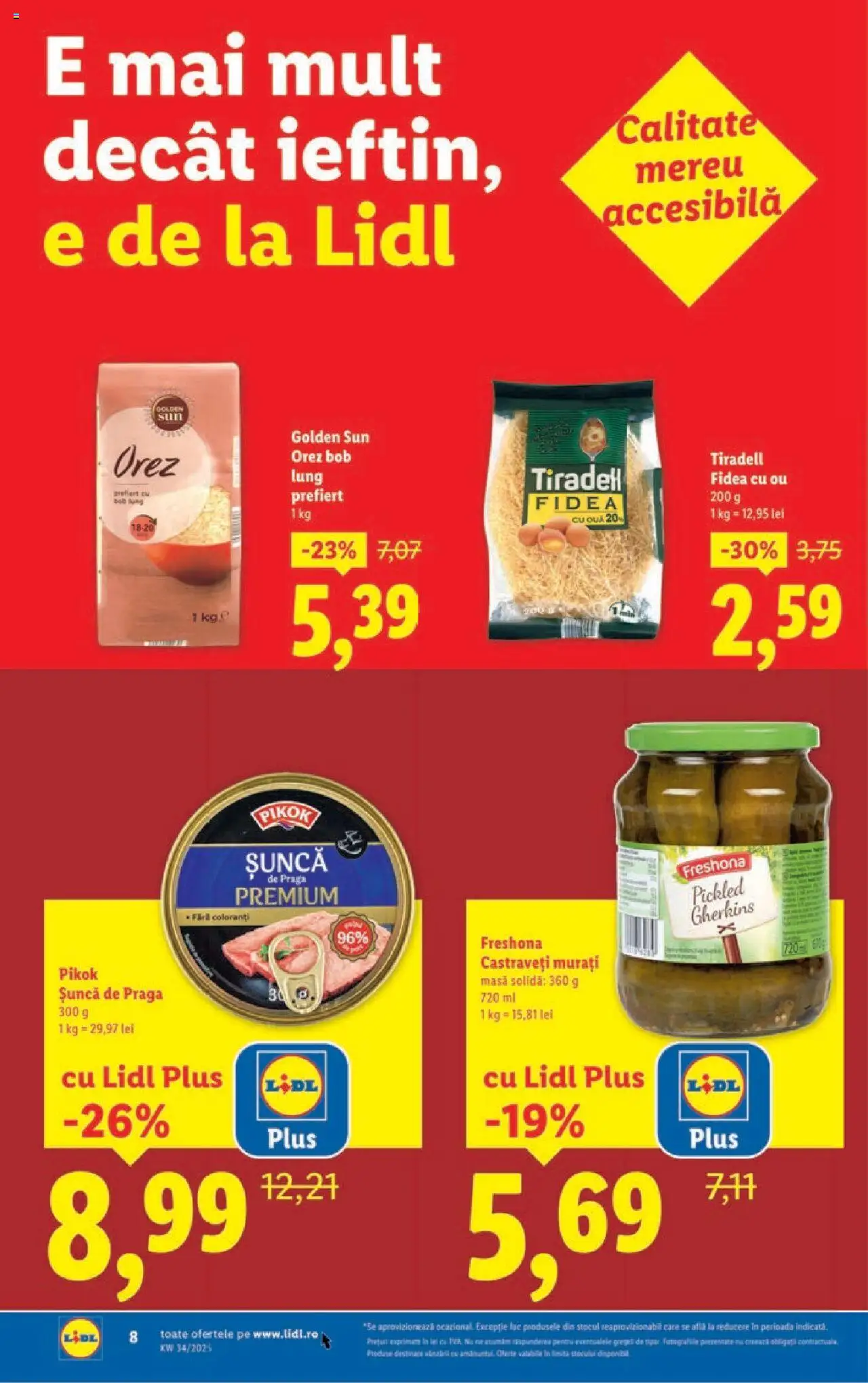 Catalog LIDL 18 - 23 August 2025 | Pagina 8 | Produse: Masă, Șuncă, Noodles, Castraveți