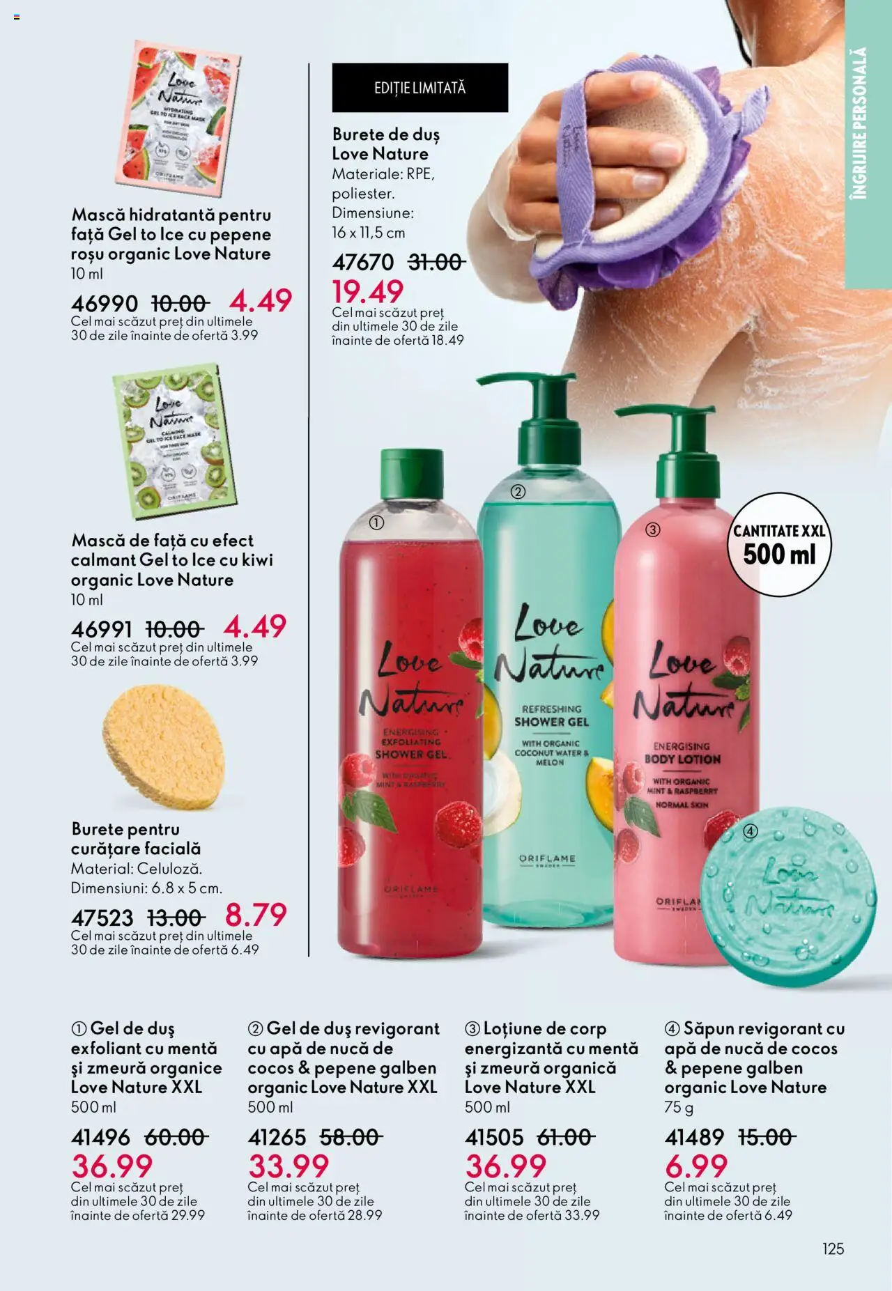 Catalog Oriflame 10 - 29 Septembrie 2025 | Pagina 125 | Produse: Zmeură, Body, Burete, Apă