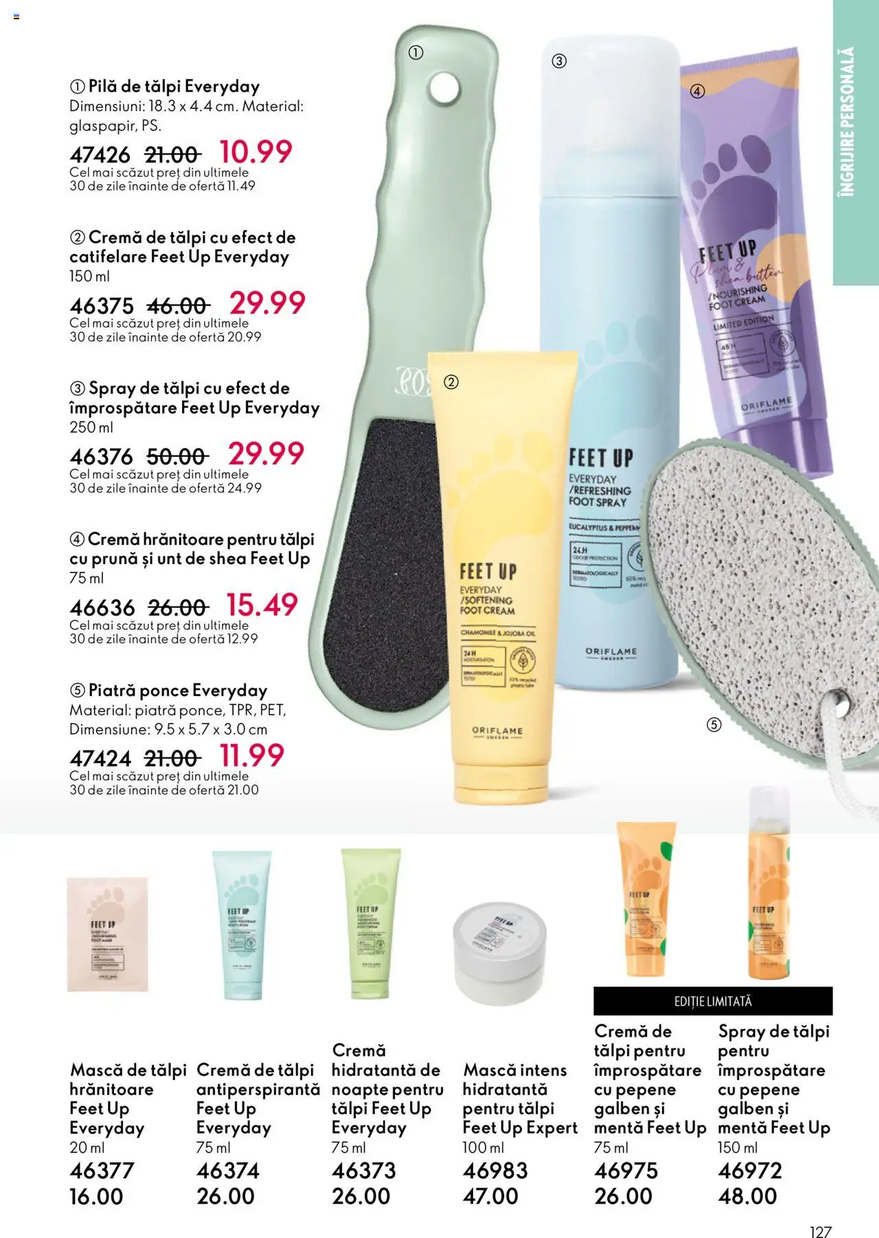 Catalog Oriflame 10 - 29 Septembrie 2025 | Pagina 127 | Produse: Pepene Galben, Pilă de tălpi, Unt, Cremă