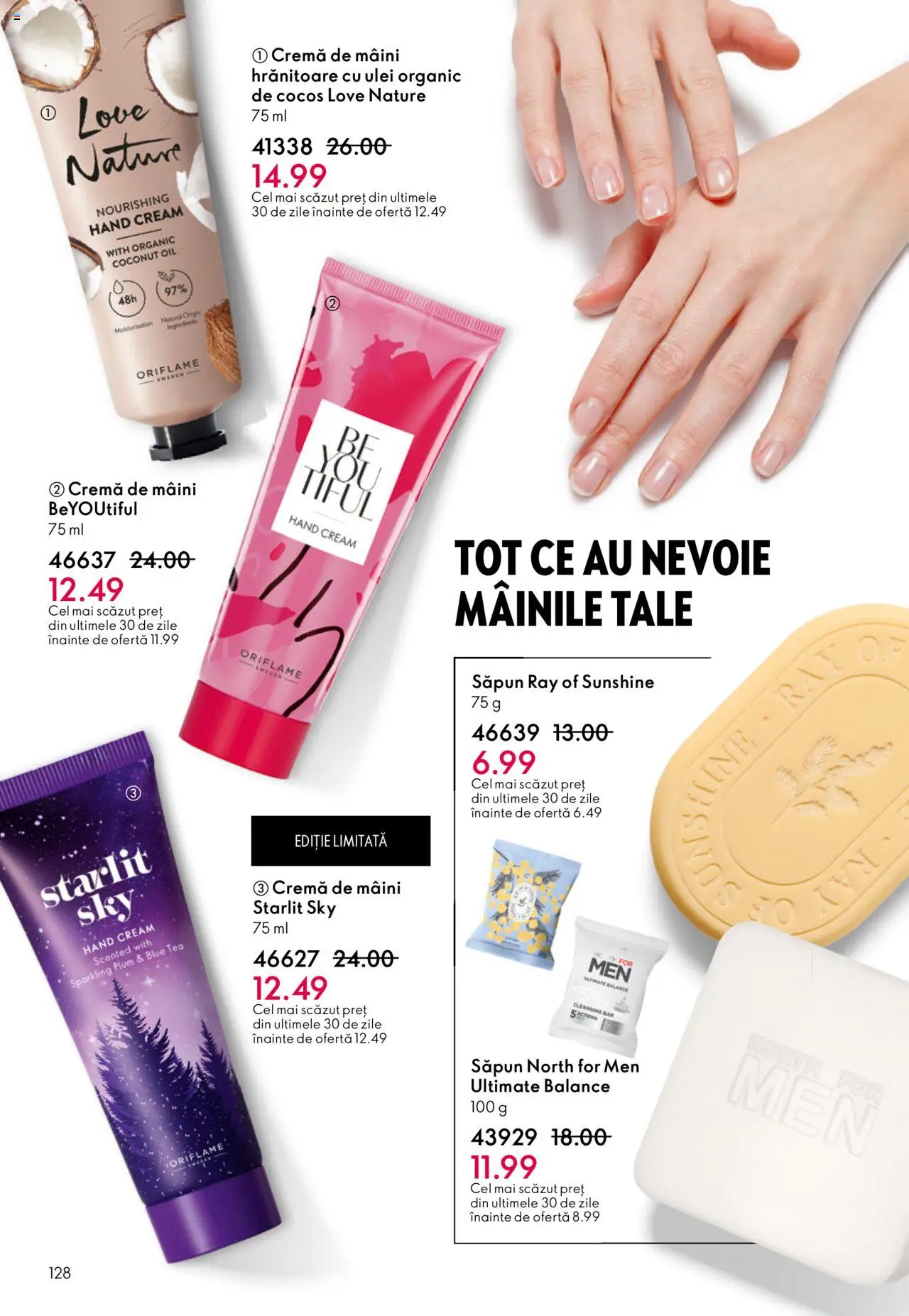 Catalog Oriflame 10 - 29 Septembrie 2025 | Pagina 128 | Produse: Cremă, Ulei, Cremă de mâini, Săpun