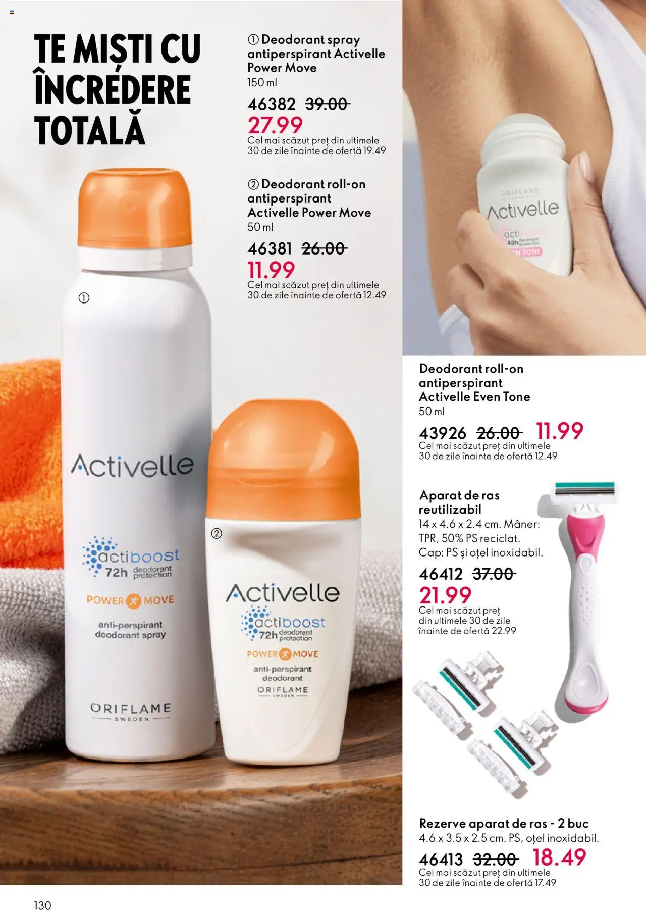 Catalog Oriflame 10 - 29 Septembrie 2025 | Pagina 130 | Produse: Aparat De Ras, Mâner, Deodorant, Antiperspirant
