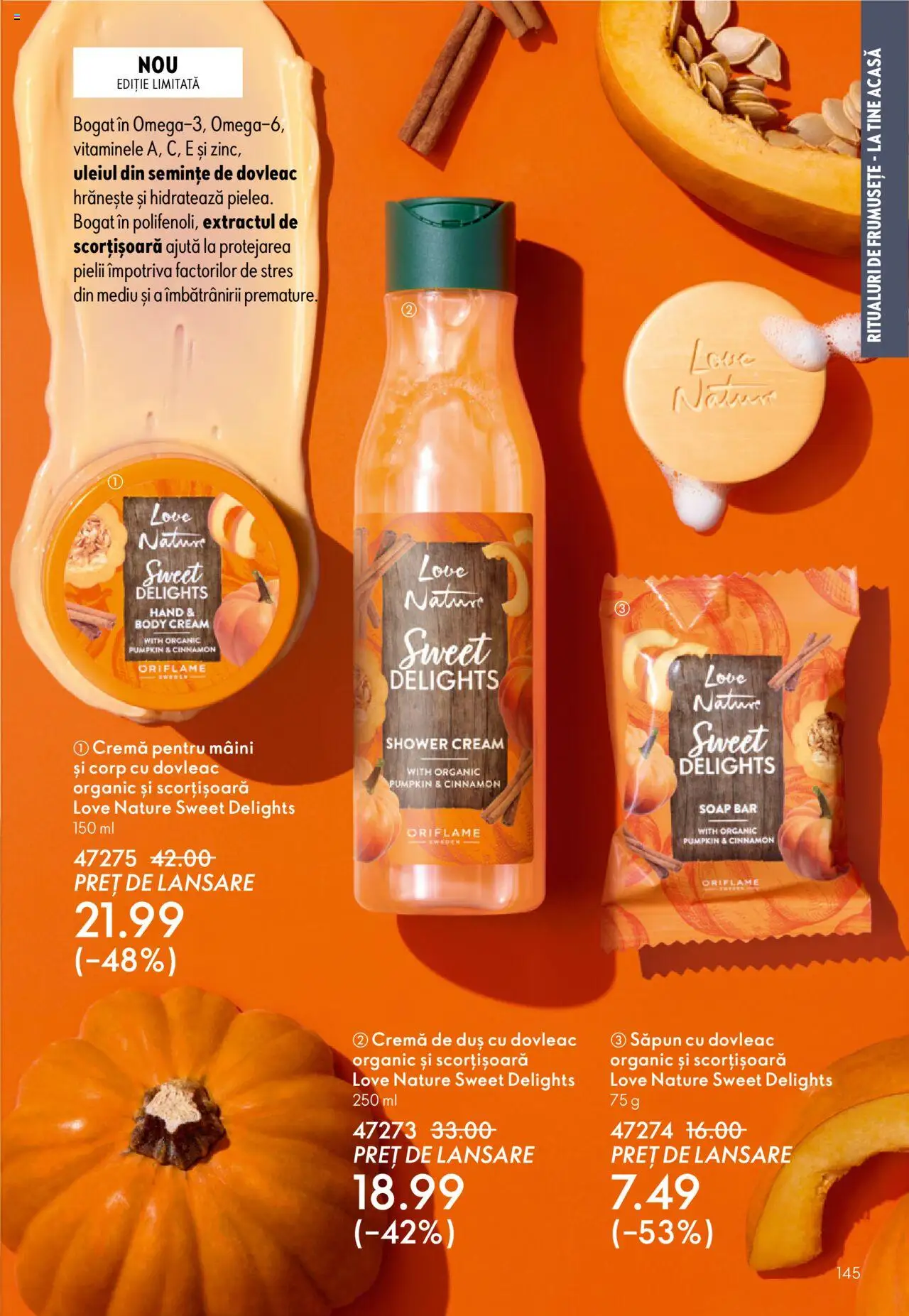 Catalog Oriflame 10 - 29 Septembrie 2025 | Pagina 145 | Produse: Dovleac, Body, Cremă, Săpun