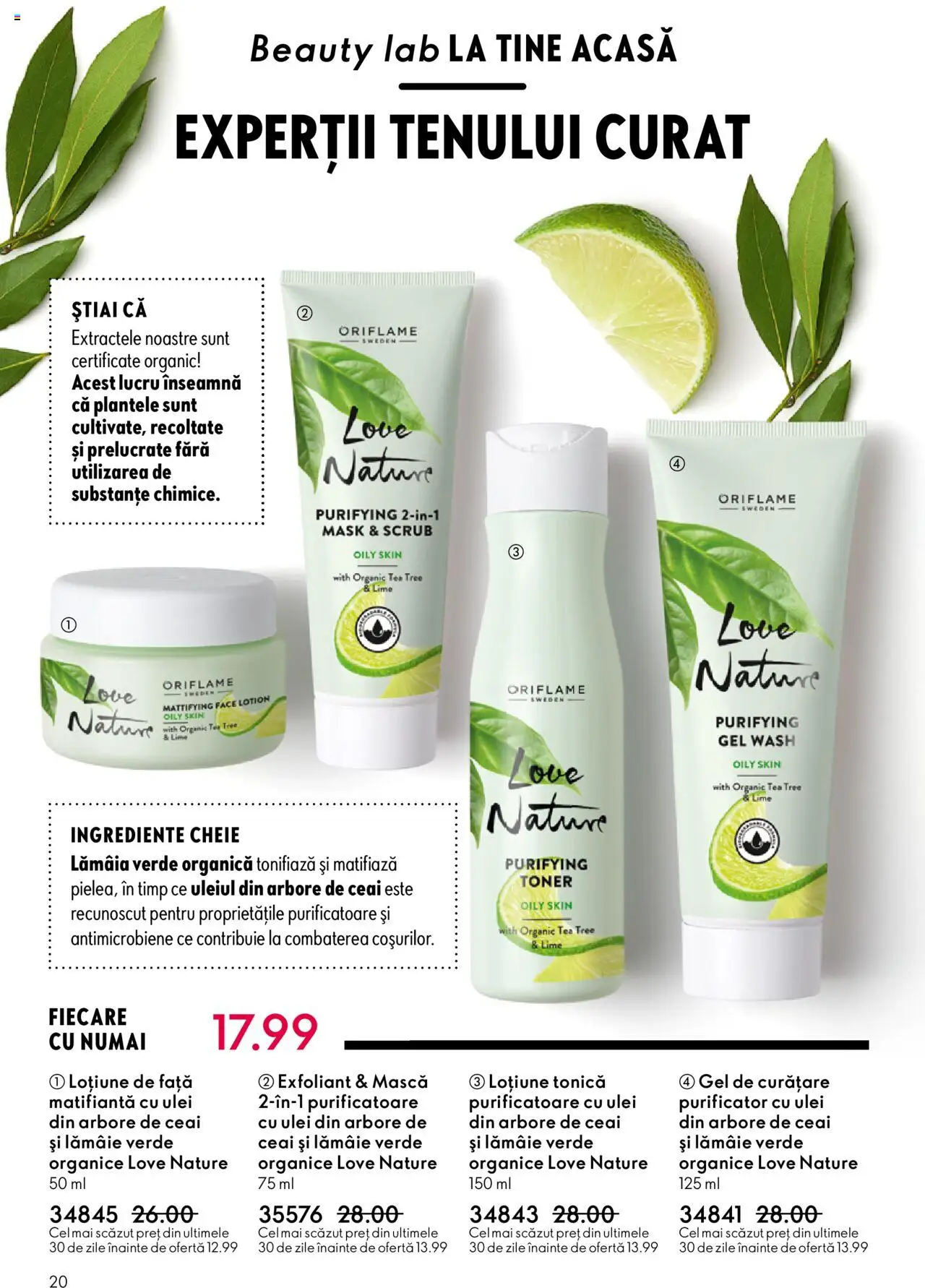 Catalog Oriflame 10 - 29 Septembrie 2025 | Pagina 20 | Produse: Lime, Loțiune tonică, Exfoliant, Scrub