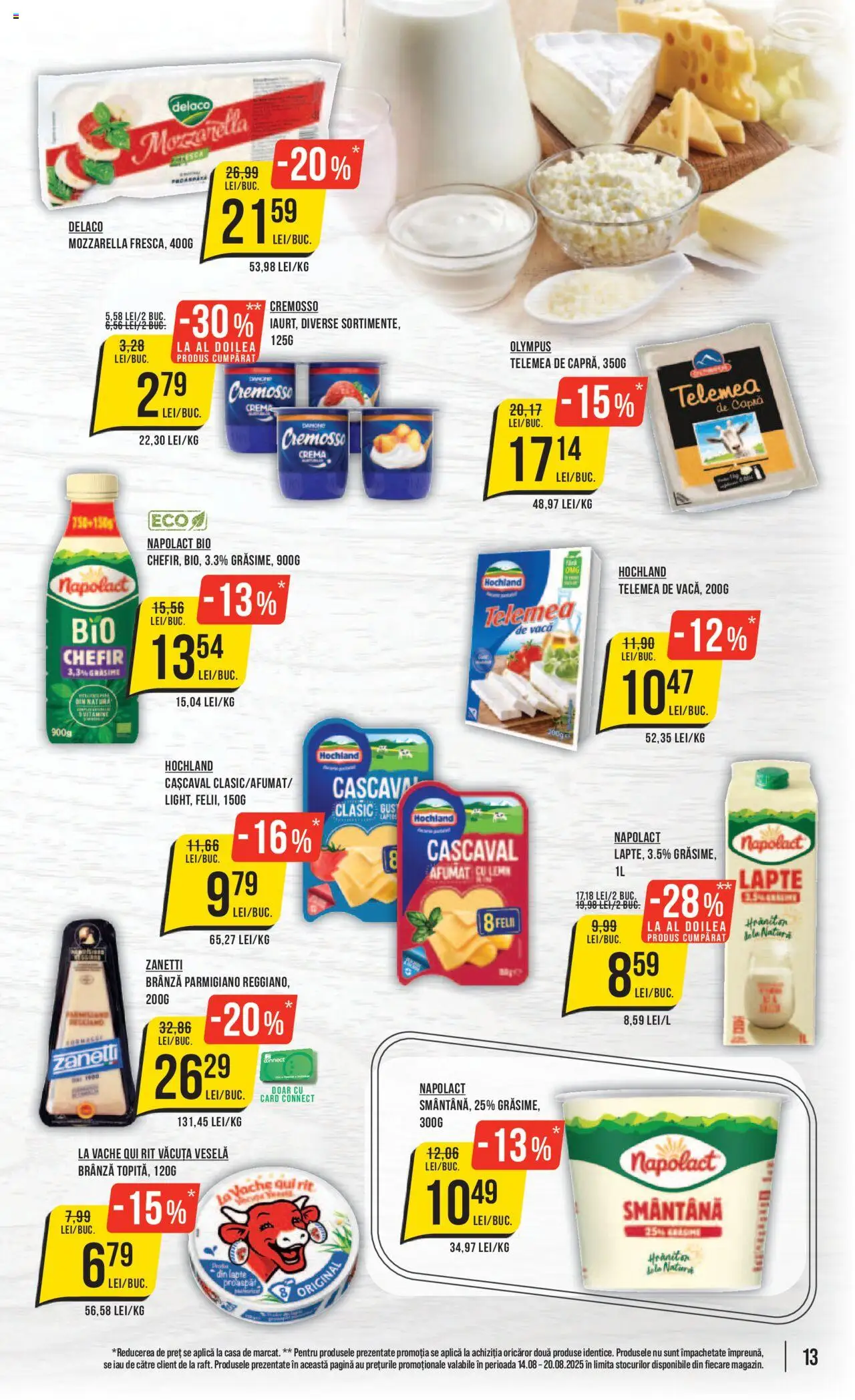 Catalog Mega Image 14 - 19 August 2025 | Pagina 13 | Produse: Light Kedi Konservesi, Mozzarella, Brânză, Cremă