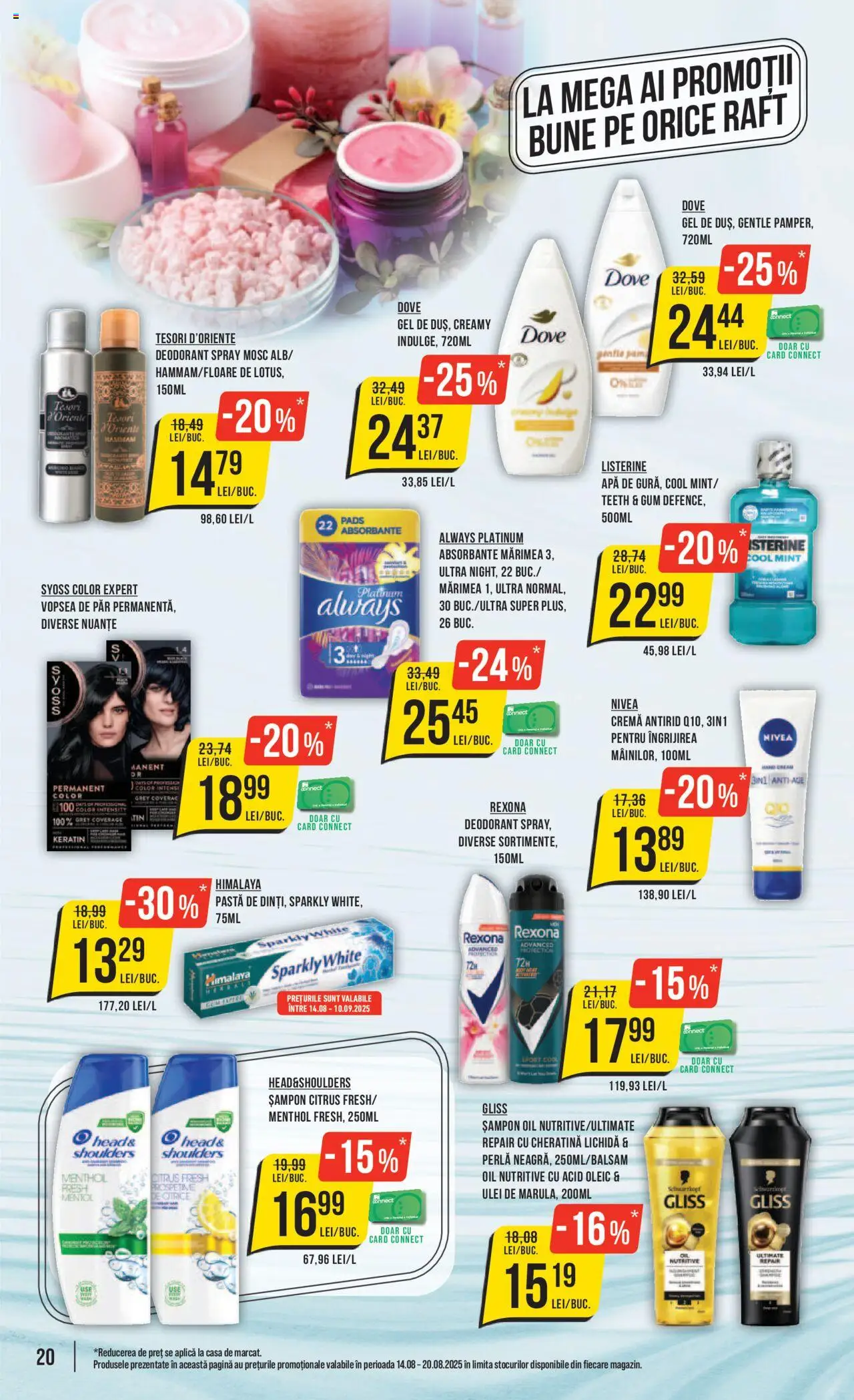 Catalog Mega Image 14 - 19 August 2025 | Pagina 20 | Produse: Șampon, Ulei, Absorbante, Apă