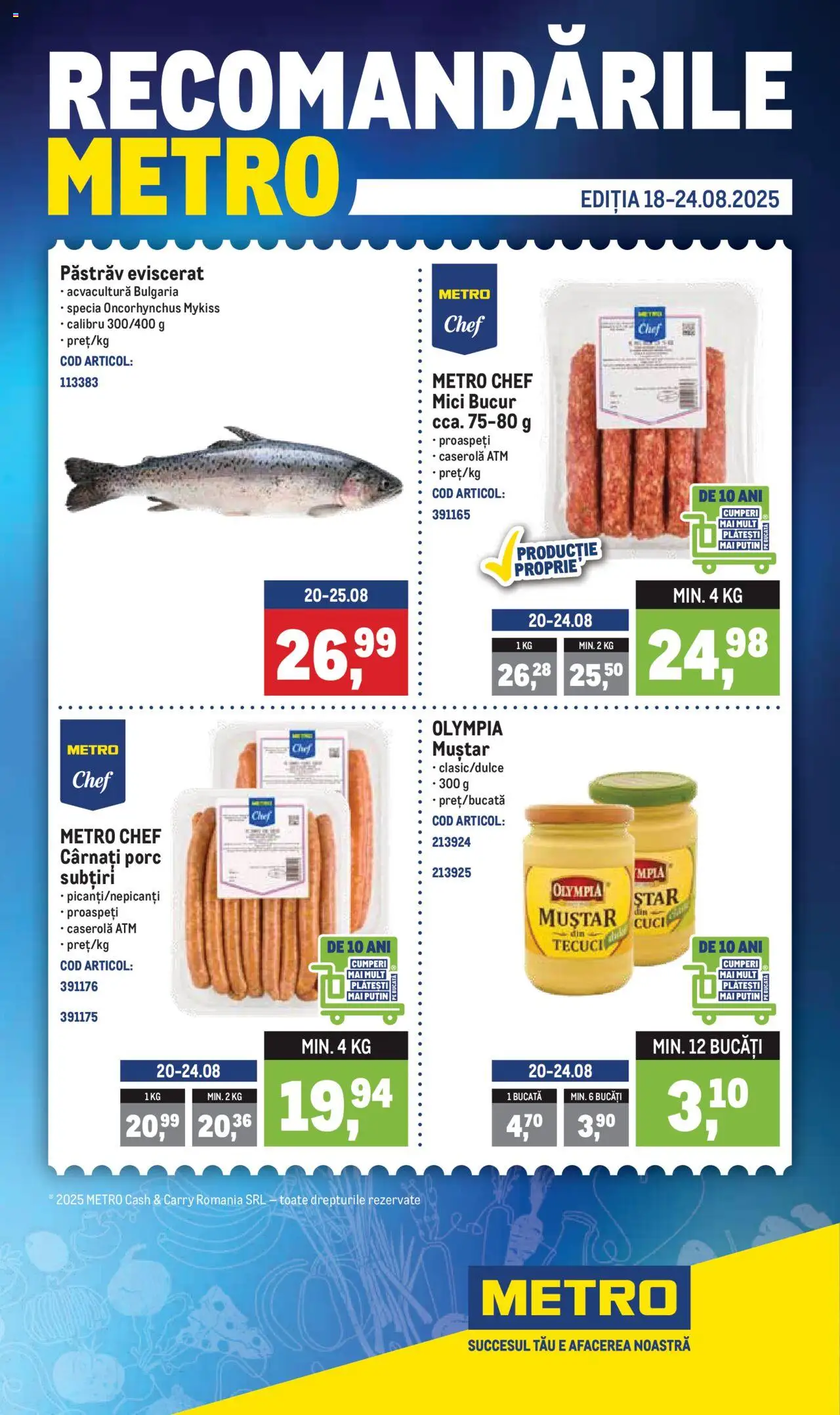 Catalog METRO 18 - 23 August 2025 | Pagina 1 | Produse: Mici, Muștar, Cârnați