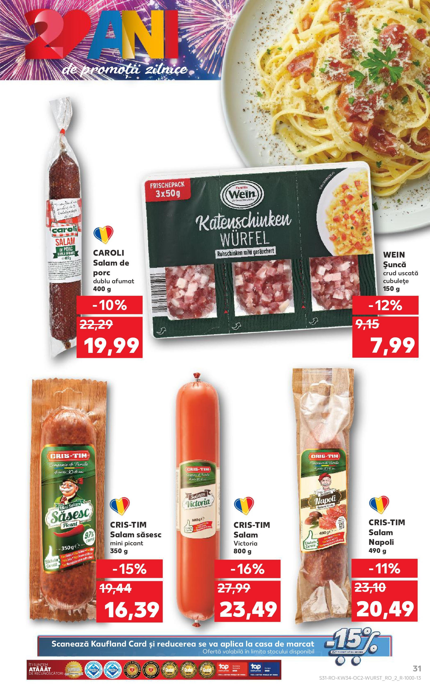 Catalog Kaufland 20 - 25 August 2025 | Pagina 31 | Produse: Salam, Șuncă
