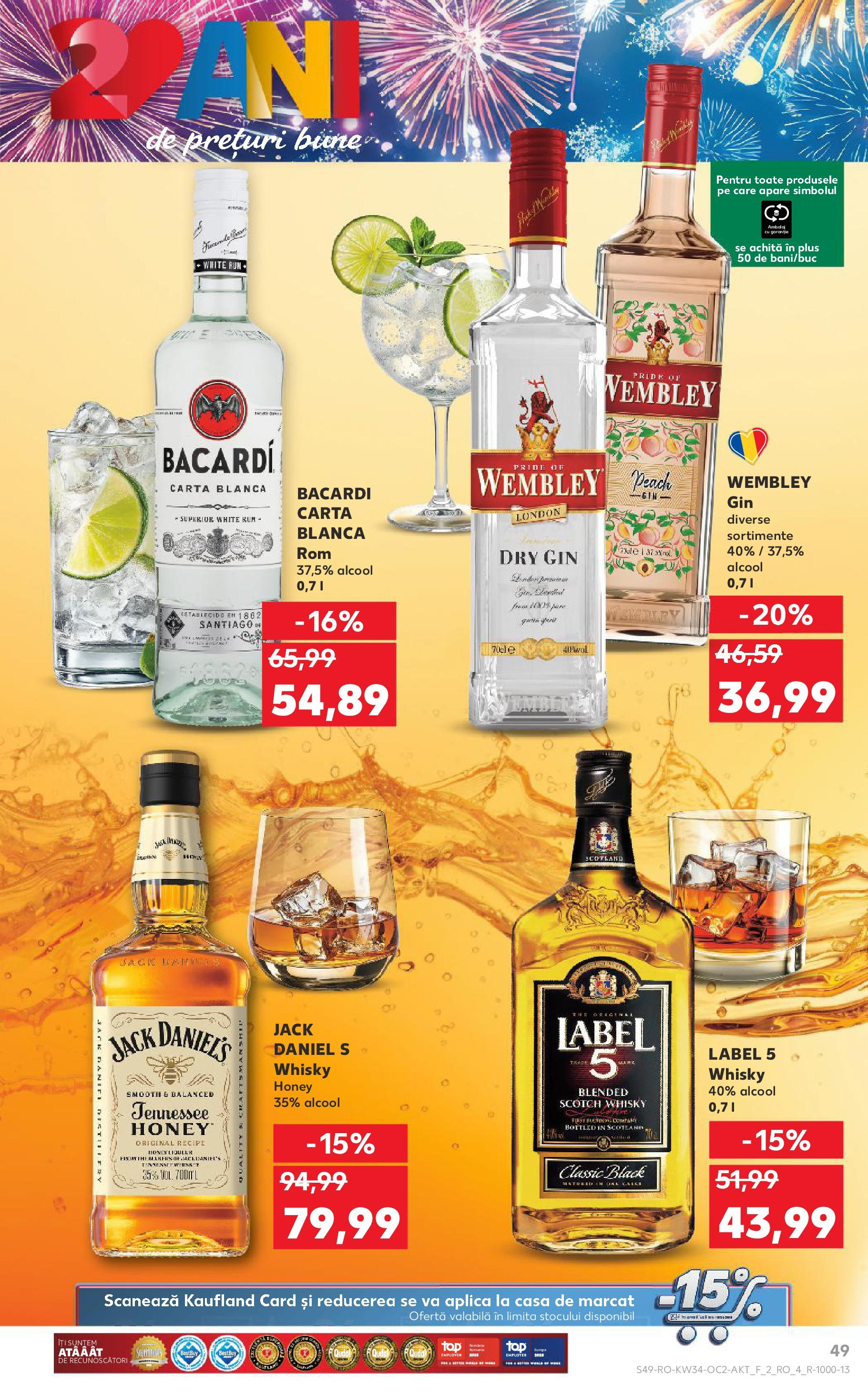 Catalog Kaufland 20 - 25 August 2025 | Pagina 49 | Produse: Rom, Gin, Whiskey
