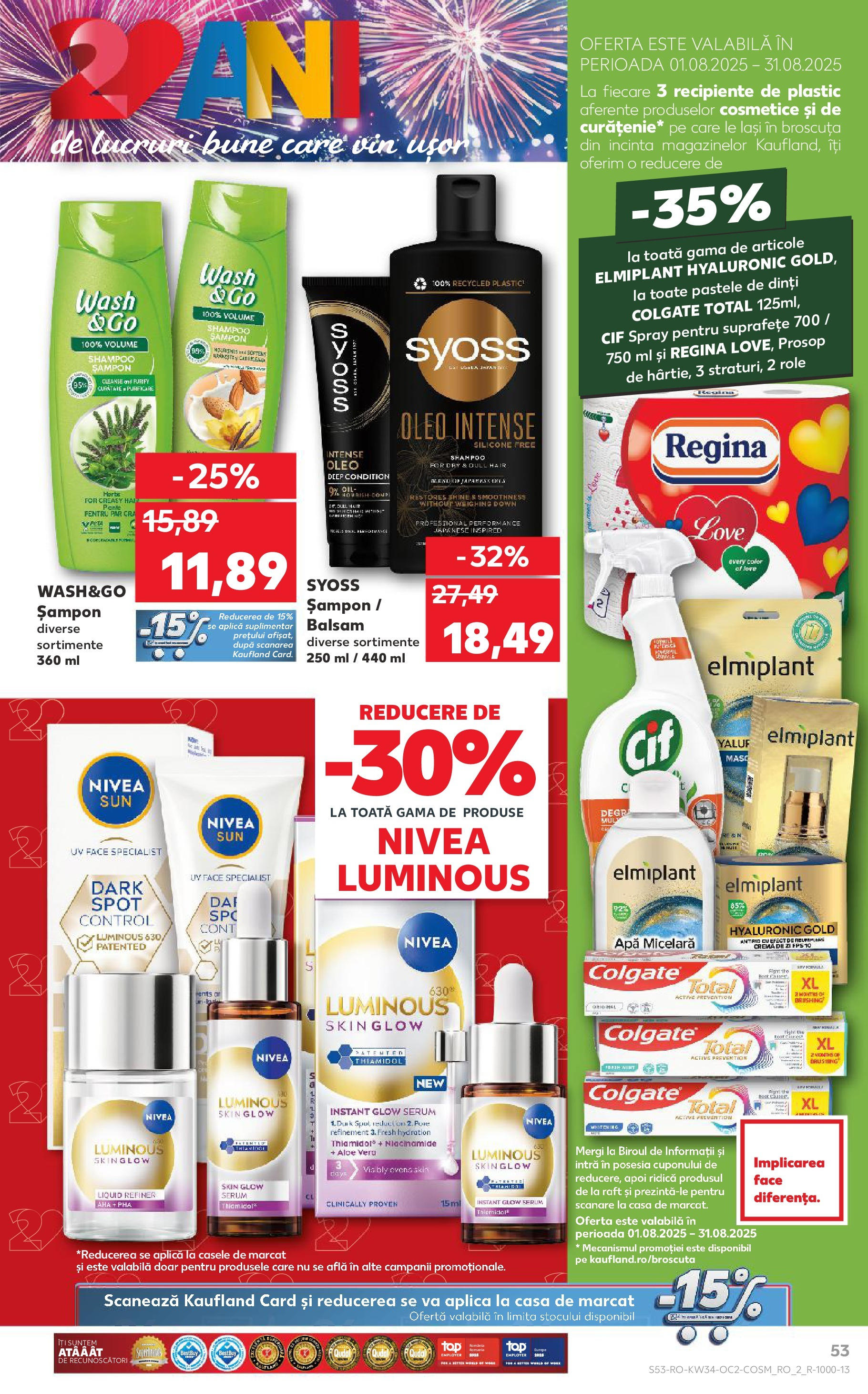 Catalog Kaufland 20 - 25 August 2025 | Pagina 53 | Produse: Aloe vera, Recipiente, Șampon, Cremă