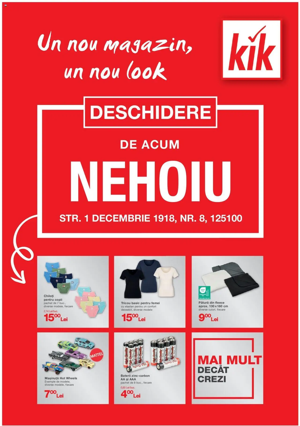 Catalog Kik 15 - 17 August 2025 | Pagina 1 | Produse: Pătură, Baterii, Tricou, Chiloți