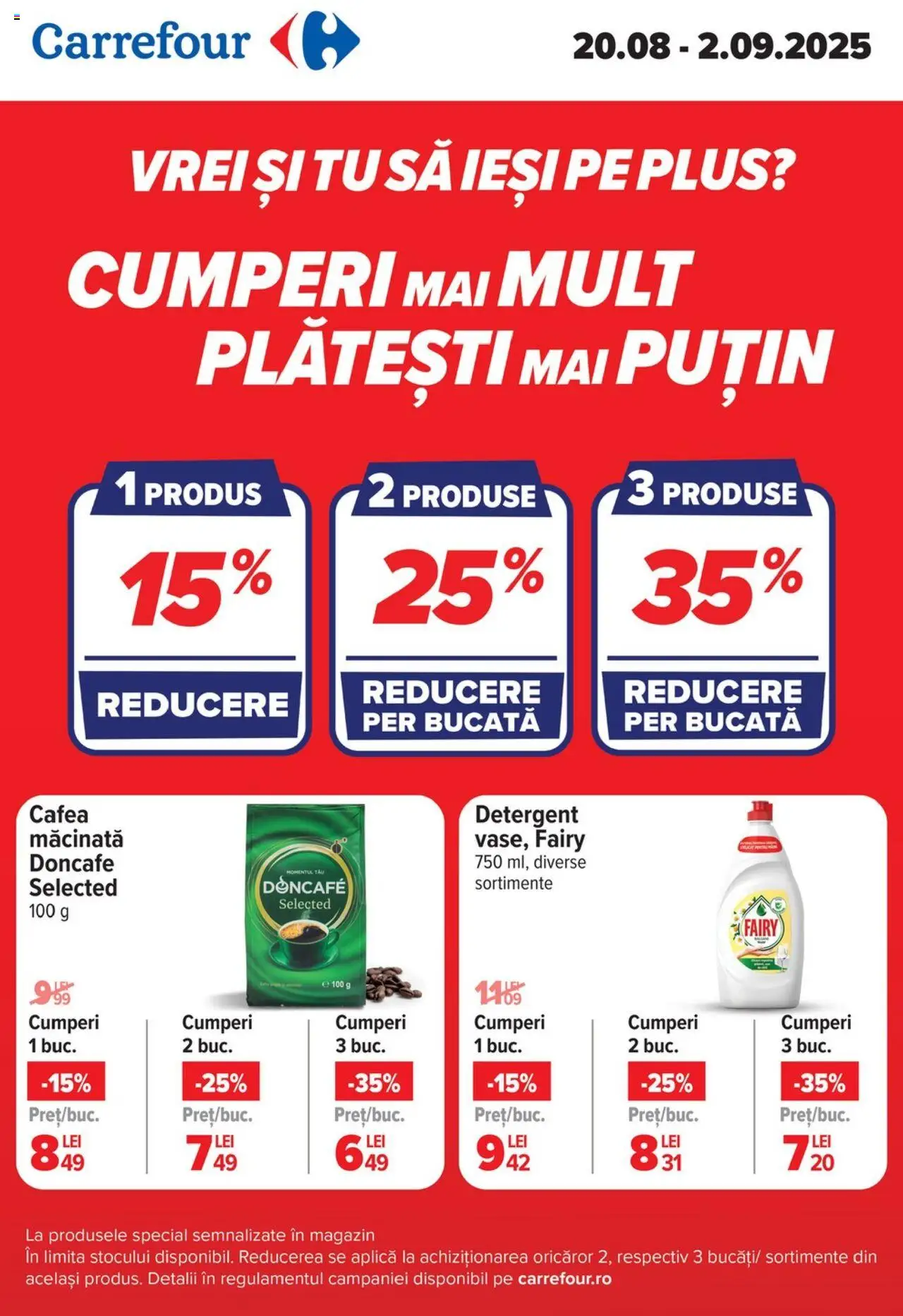 Catalog Carrefour 20 August - 1 Septembrie 2025 | Pagina 1 | Produse: Cafea, Detergent