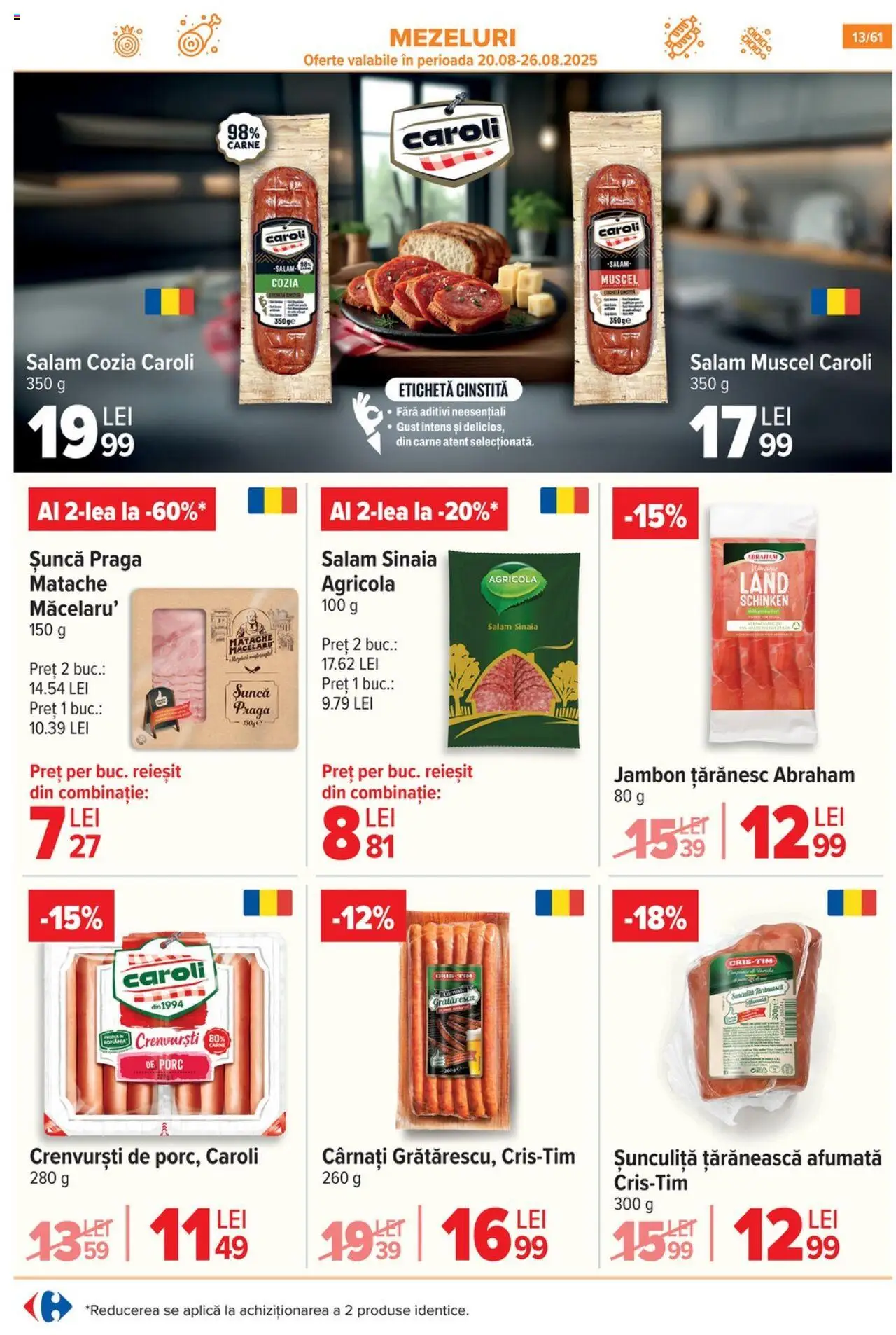 Catalog Carrefour 20 August - 1 Septembrie 2025 | Pagina 14 | Produse: Crenvurști, Salam, Șuncă, Cârnați