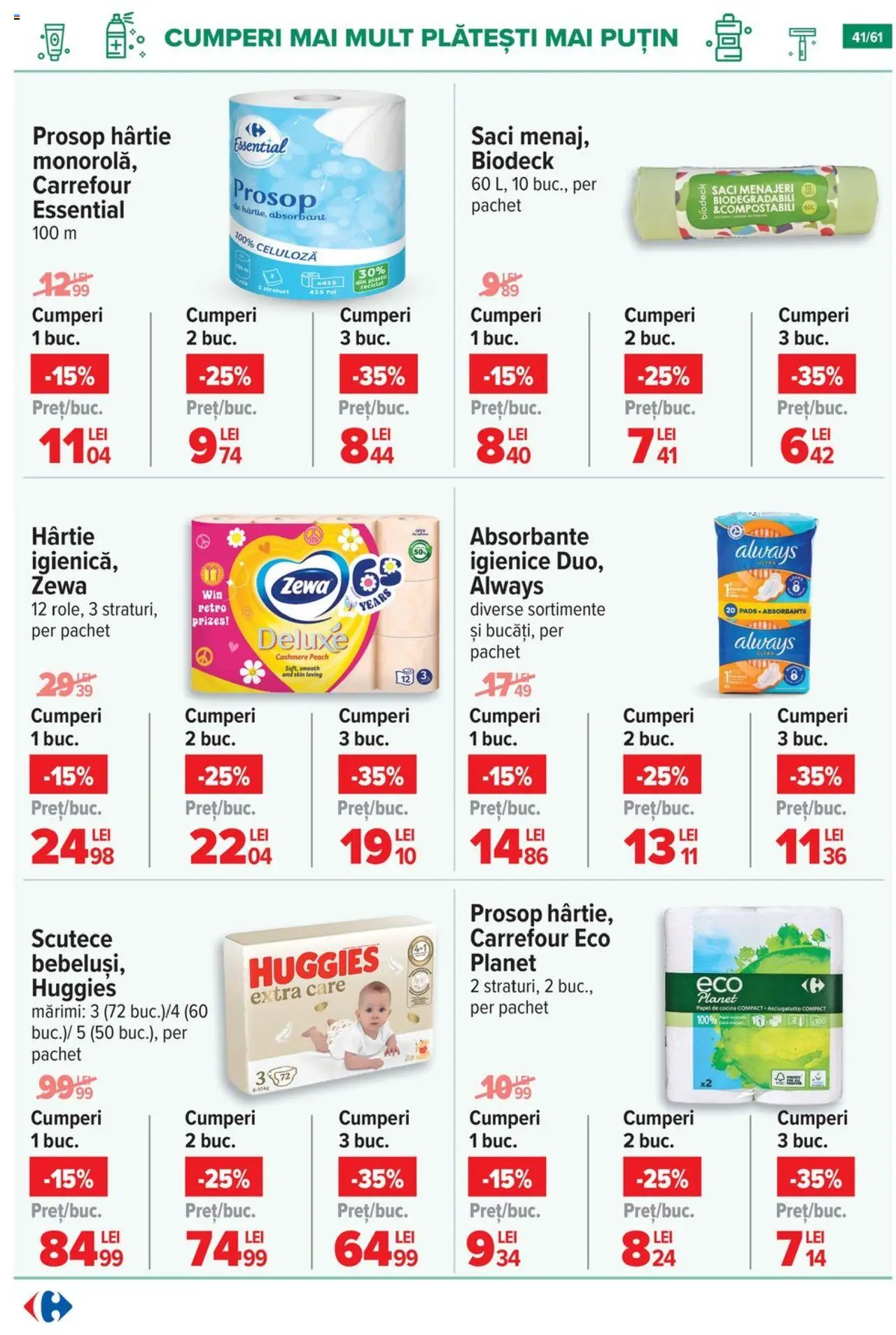 Catalog Carrefour 20 August - 1 Septembrie 2025 | Pagina 42 | Produse: Saci menajeri, Absorbante, Scutece