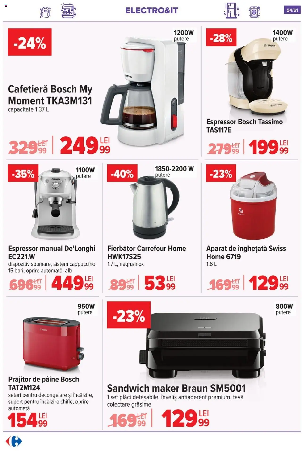 Catalog Carrefour 20 August - 1 Septembrie 2025 | Pagina 55 | Produse: Espressor, Cafetieră, Pâine, Înghețată
