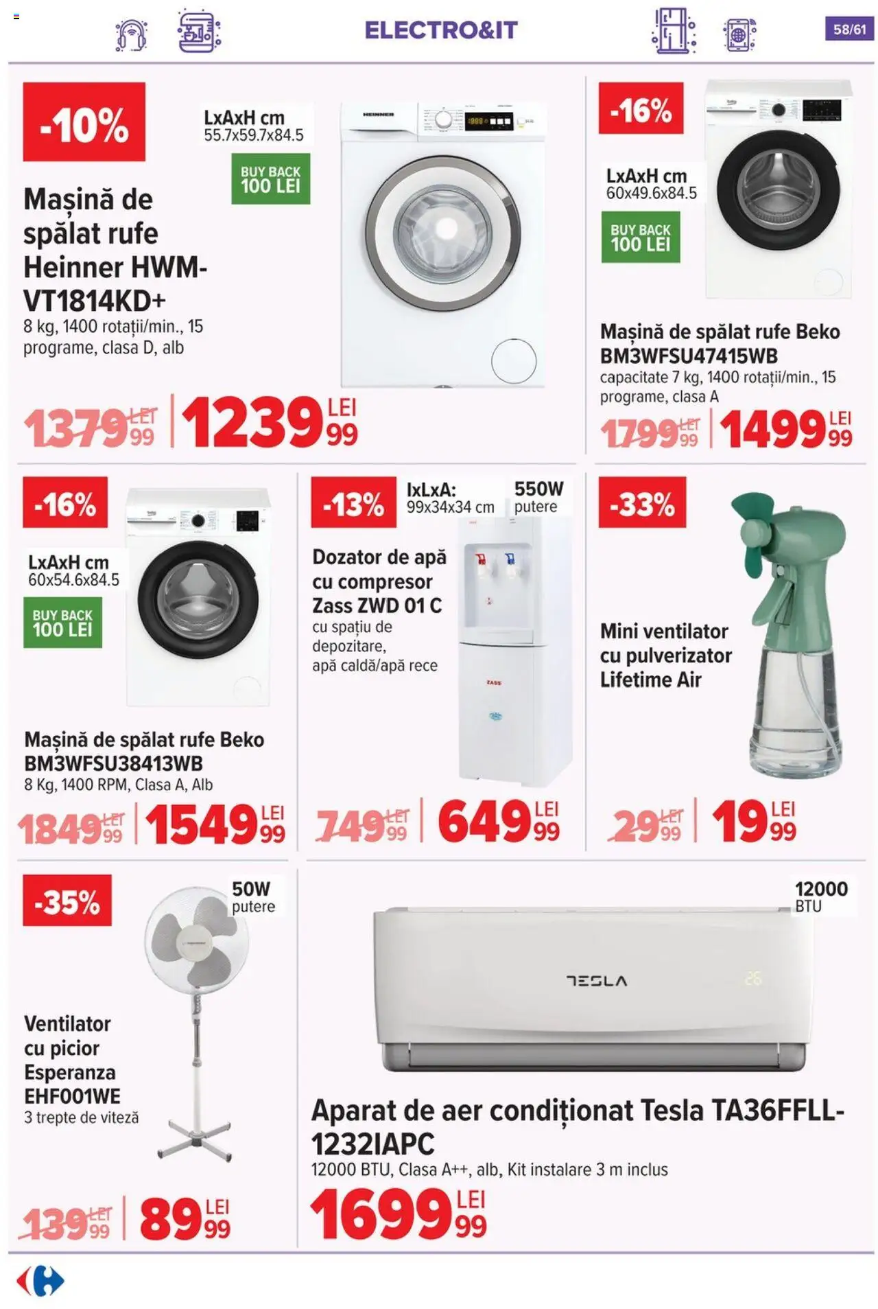 Catalog Carrefour 20 August - 1 Septembrie 2025 | Pagina 59 | Produse: Mașină De Spălat, Aer Condiționat, Ventilator, Apă