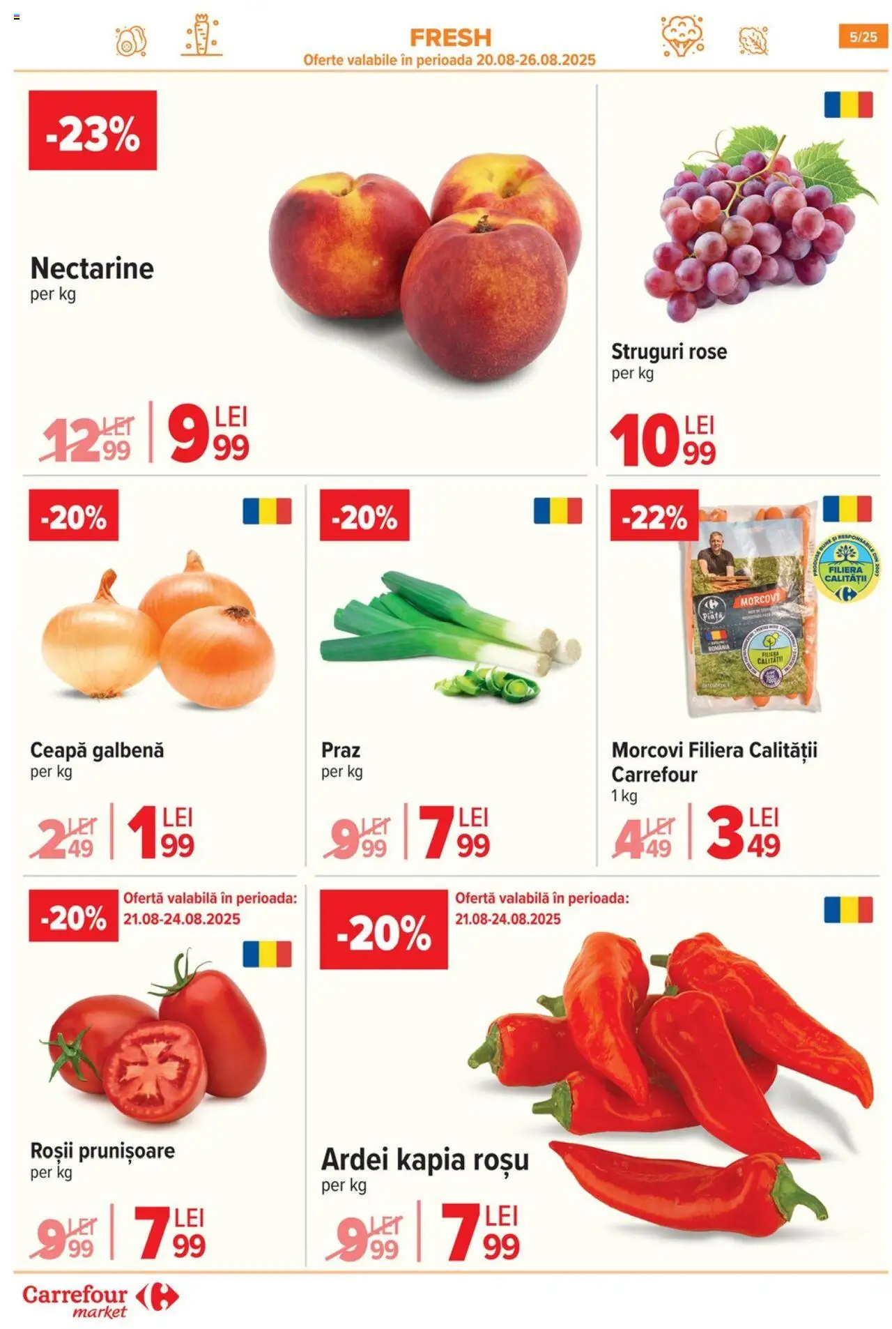 Catalog Carrefour 20 August - 1 Septembrie 2025 | Pagina 5 | Produse: Struguri, Ceapă galbenă, Roșii, Ceapă