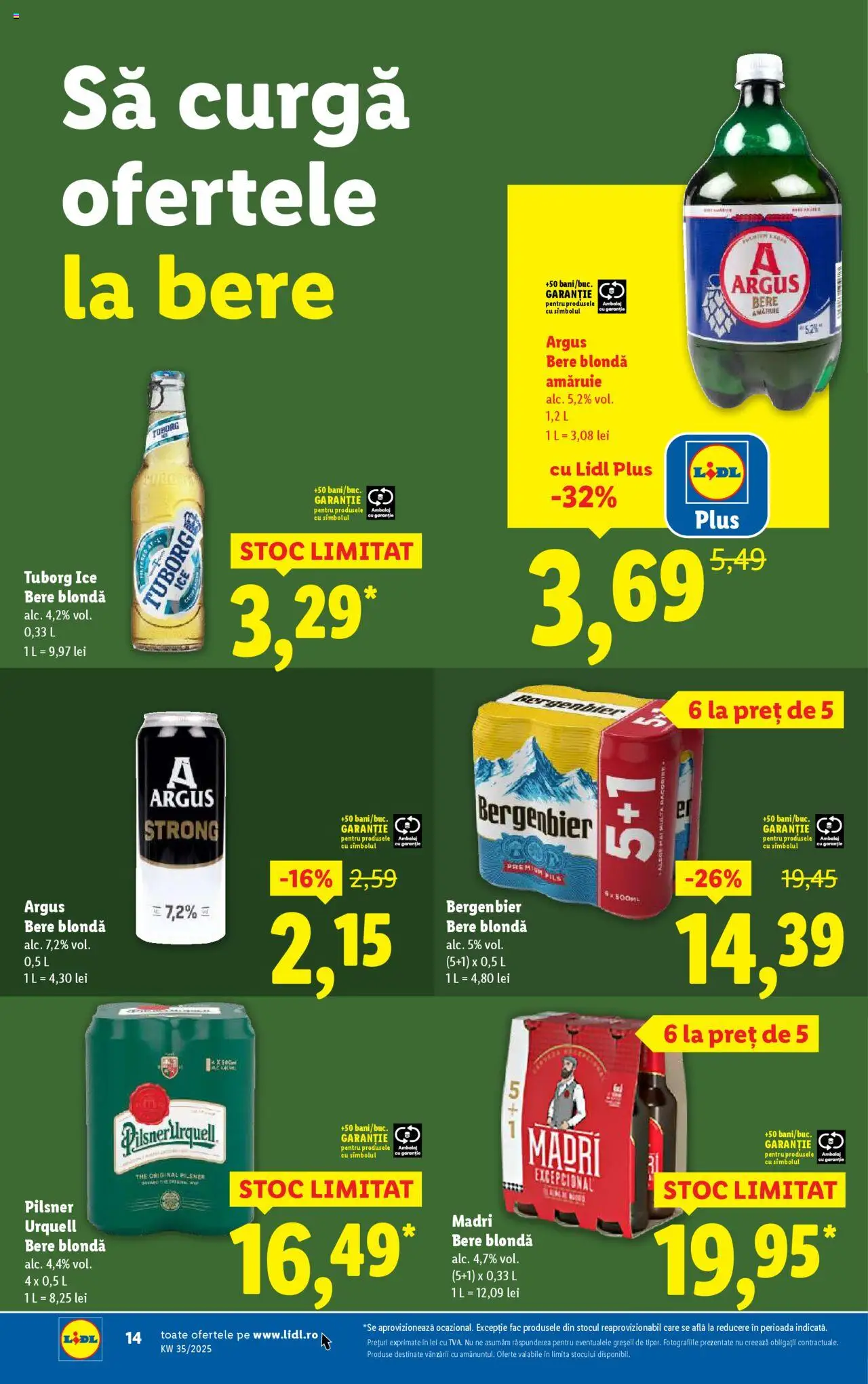 Catalog LIDL 25 - 30 August 2025 | Pagina 14 | Produse: Bere, Plastik Kulübe
