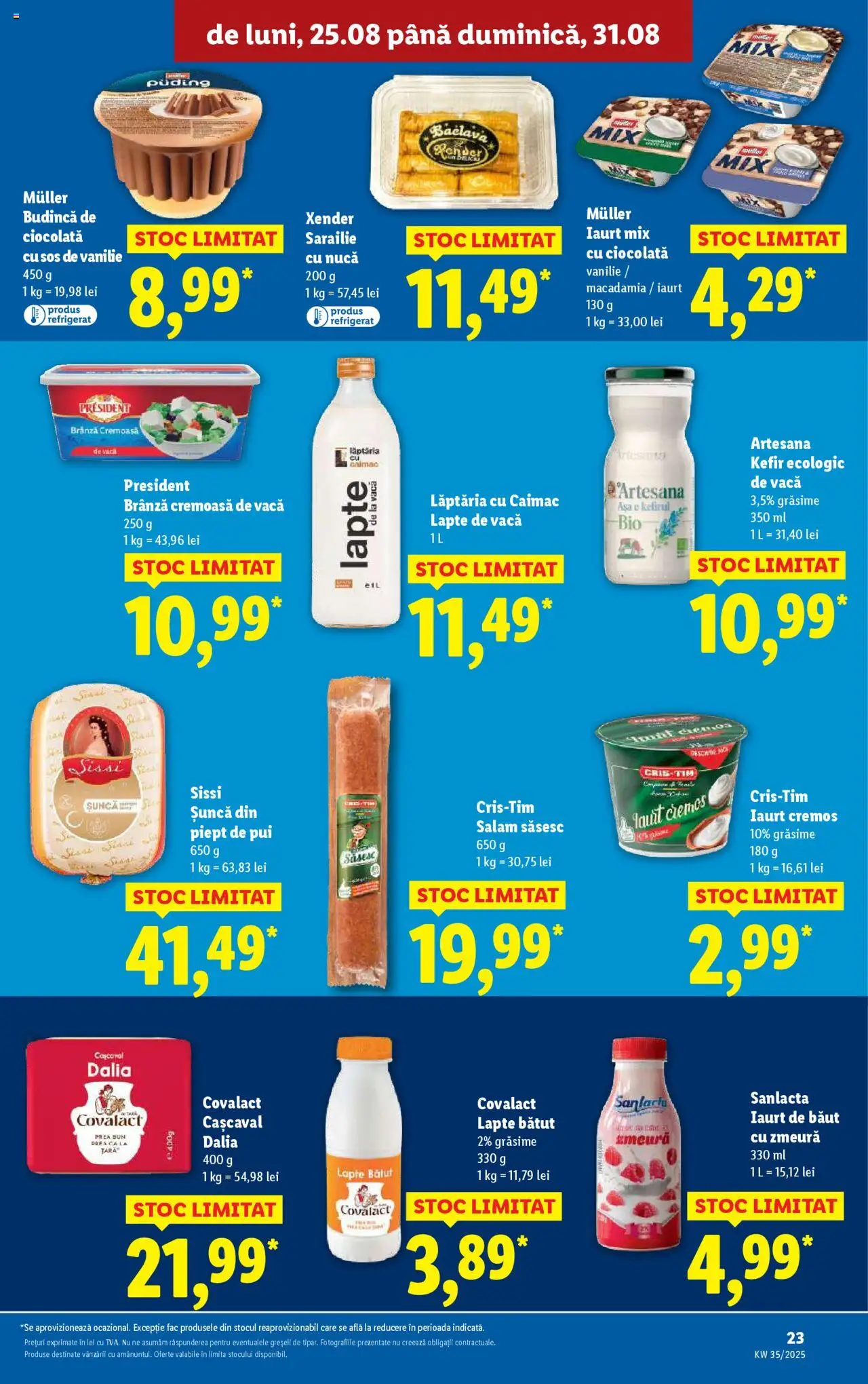 Catalog LIDL 25 - 30 August 2025 | Pagina 23 | Produse: Lapte, Iaurt, Salam, Șuncă