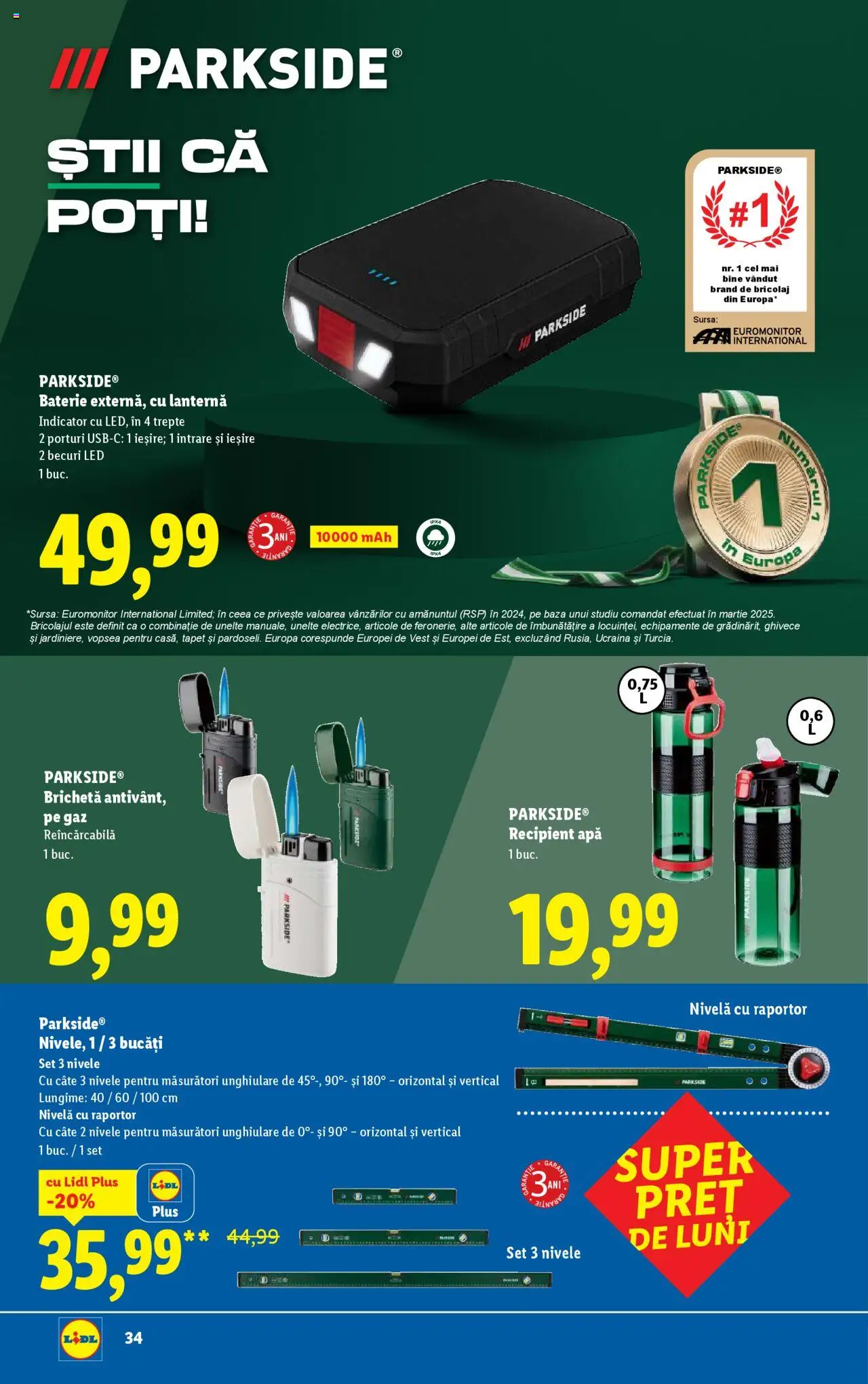 Catalog LIDL 25 - 30 August 2025 | Pagina 34 | Produse: Vopsea, Tapet, Baterie, Apă