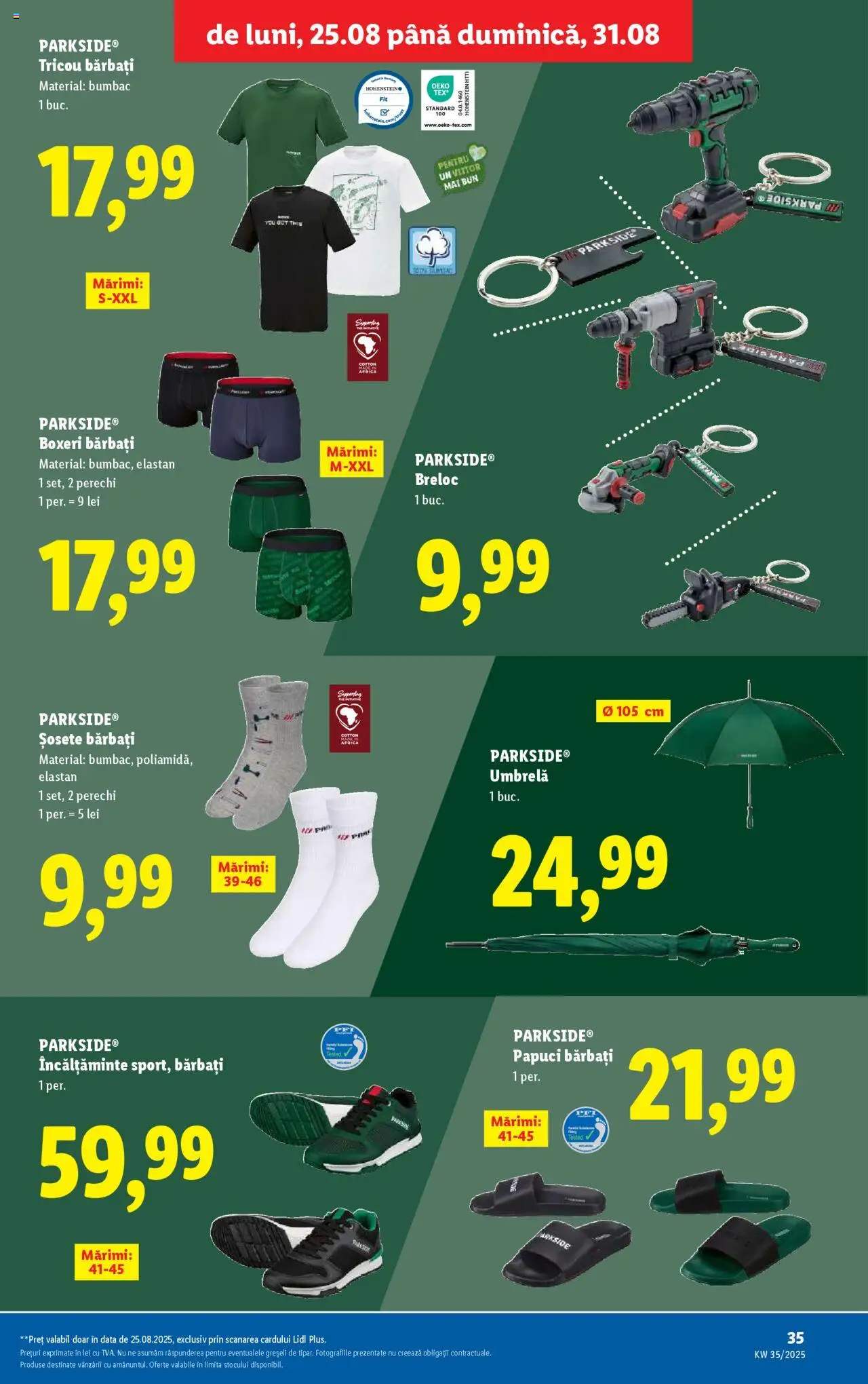 Catalog LIDL 25 - 30 August 2025 | Pagina 35 | Produse: Umbrelă, Bornoz takımı, Șosete, Papuci
