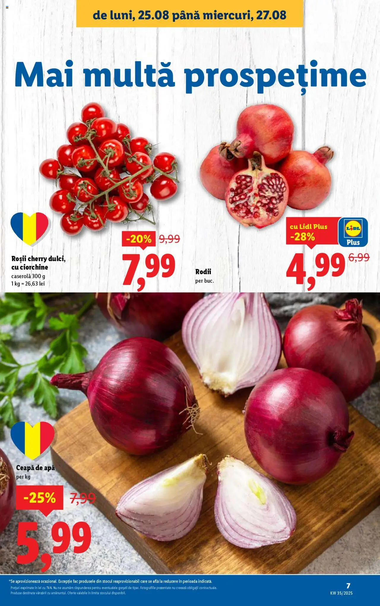 Catalog LIDL 25 - 30 August 2025 | Pagina 7 | Produse: Roșii, Ceapă, Apă