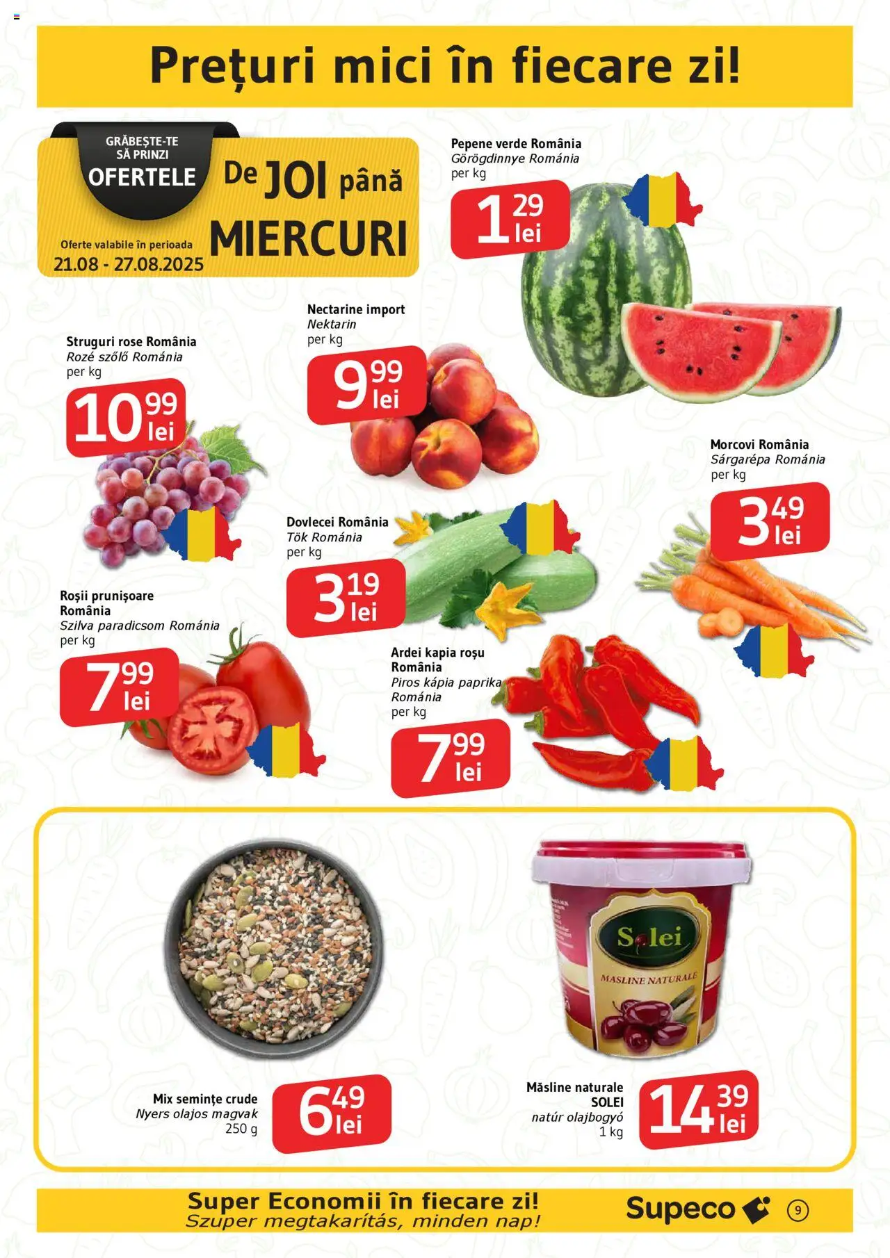 Catalog Supeco 21 August - 2 Septembrie 2025 | Pagina 9 | Produse: Pepene Verde, Struguri, Temizlik kovası, Mici
