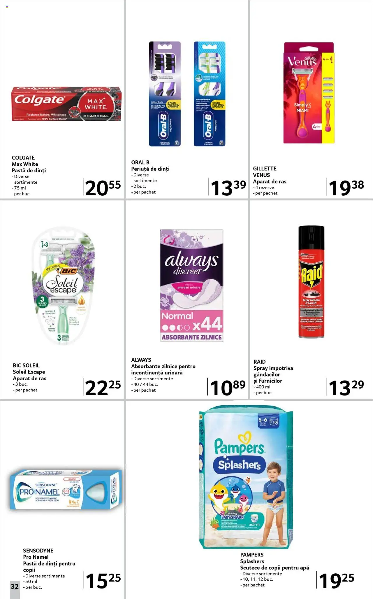 Catalog Selgros 22 August - 3 Septembrie 2025 | Pagina 32 | Produse: Aparat De Ras, Pastă de dinți, Absorbante, Apă