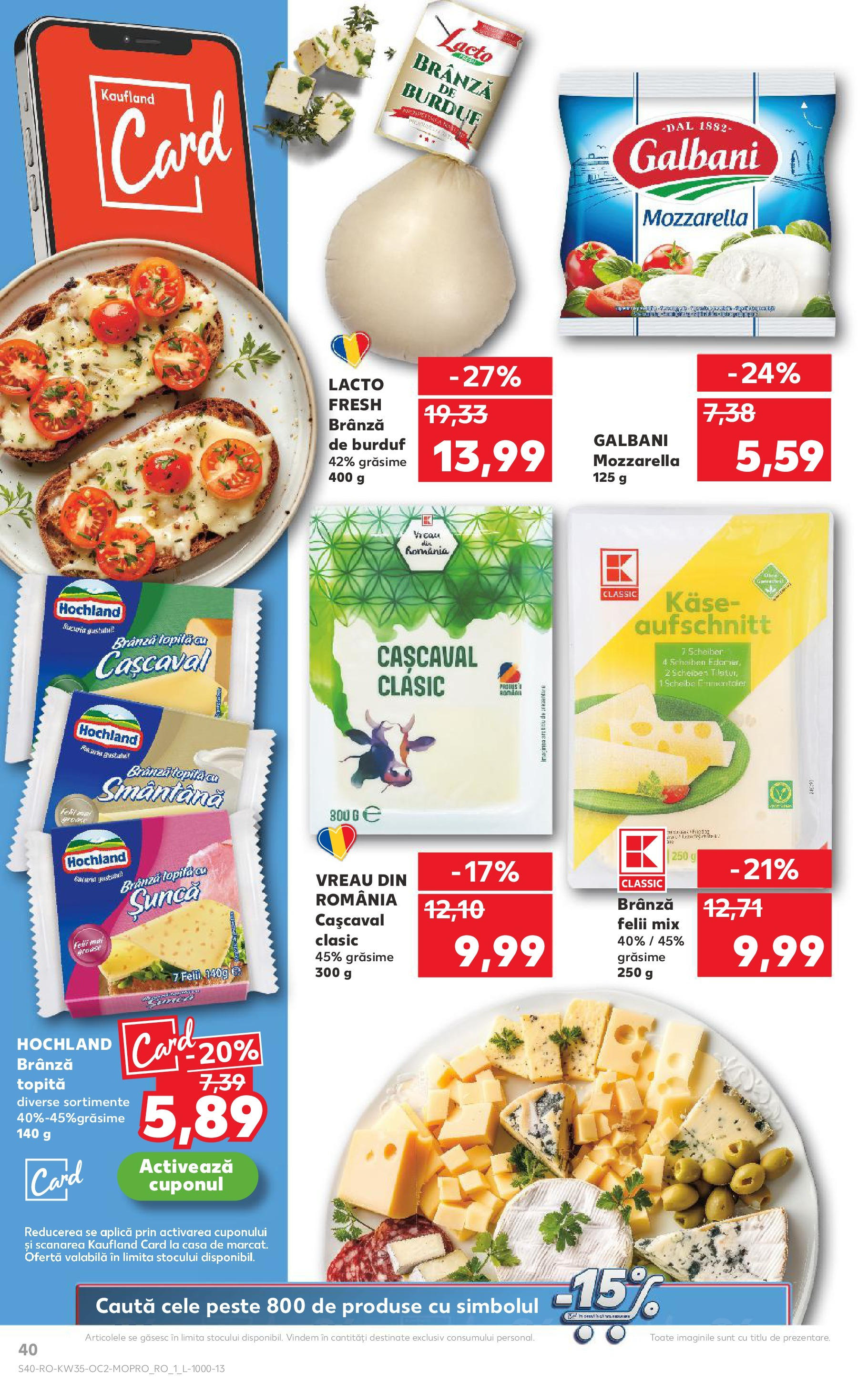 Catalog Kaufland 27 August - 1 Septembrie 2025 | Pagina 40 | Produse: Mozzarella, Brânză, Șuncă, Smântână