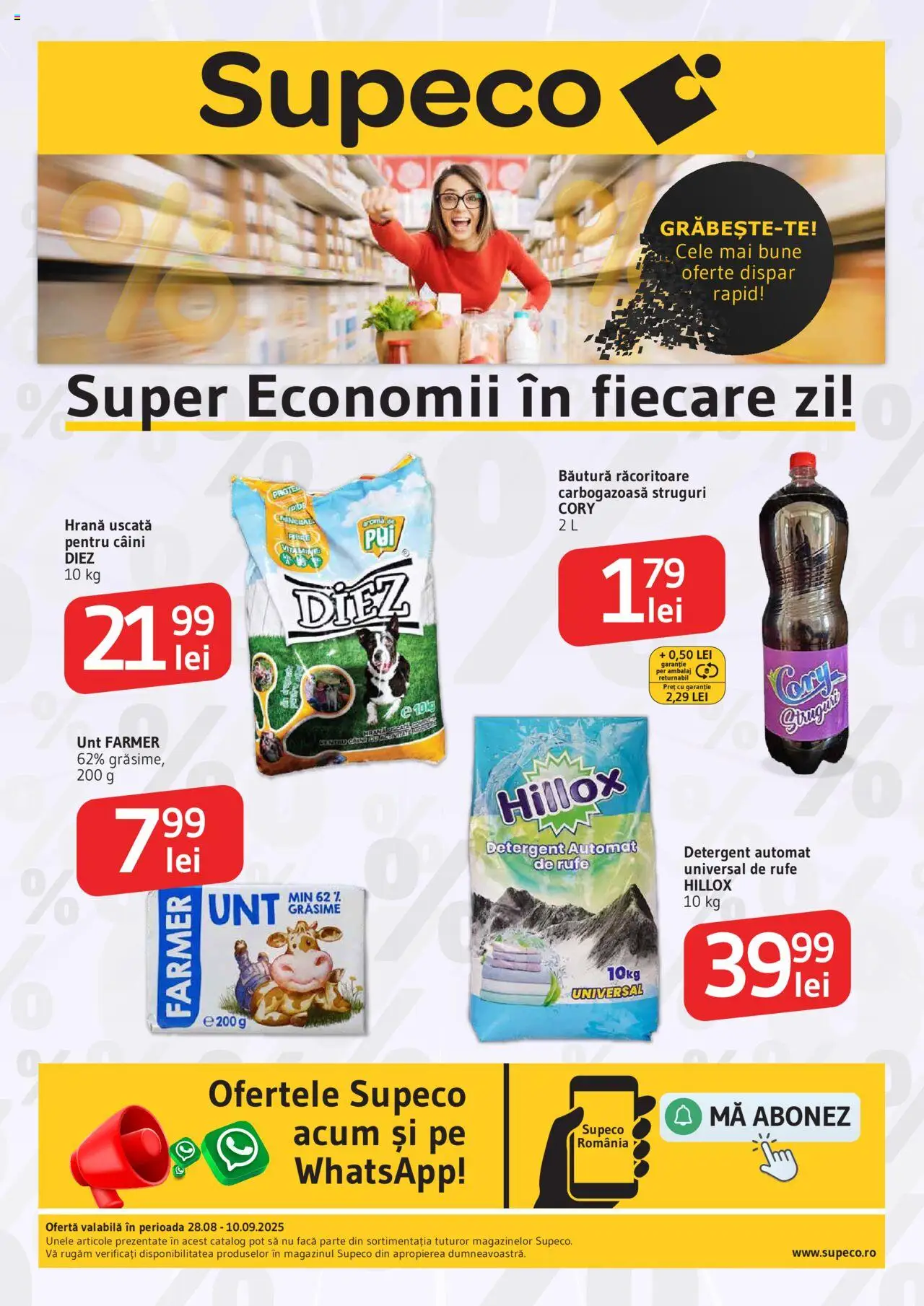 Catalog Supeco 28 August - 9 Septembrie 2025 | Pagina 1 | Produse: Struguri, Kedi Ödül Oyuncakları, Unt, Detergent