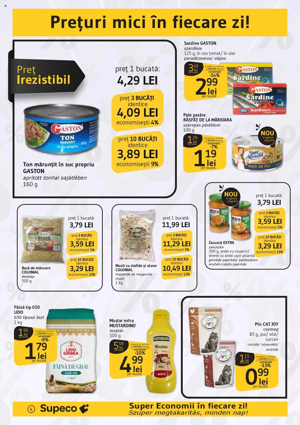 Catalog Supeco 28 August - 9 Septembrie 2025 | Pagina 4 | Produse: Hacıyatmaz Kedi Oyuncağı, Ulei, Suc, Muștar