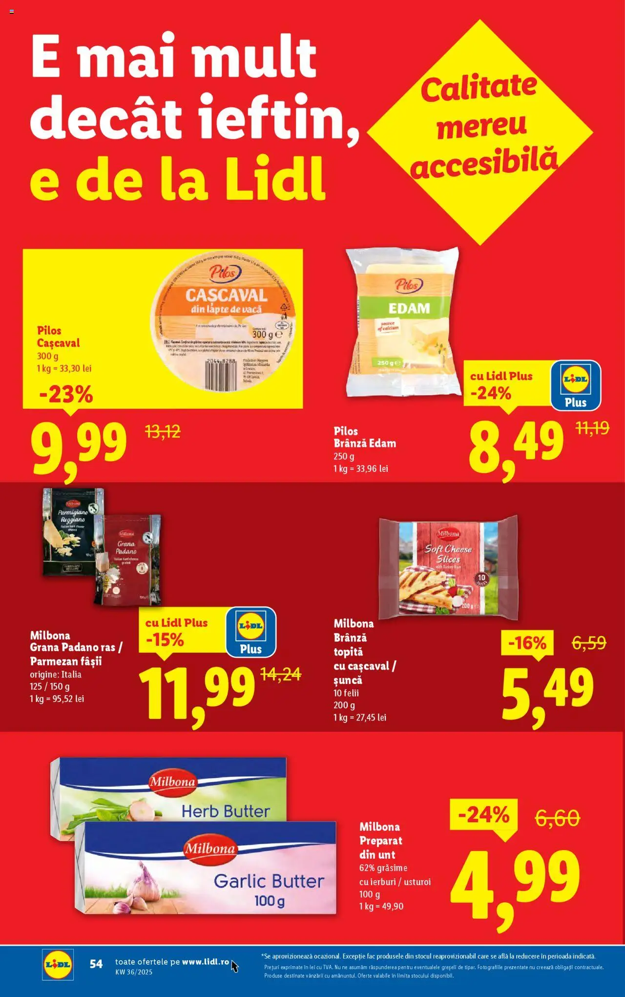 Catalog LIDL 1 - 6 Septembrie 2025 | Pagina 54 | Produse: Cașcaval, Unt, Brânză, Parmezan