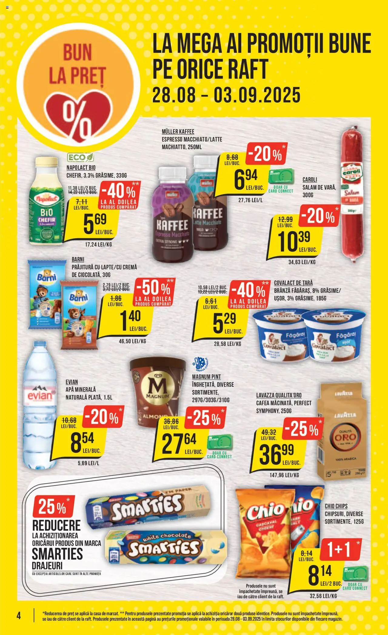 Catalog Mega Image 28 August - 2 Septembrie 2025 | Pagina 4 | Produse: Yazı tahtası kalemi, Cașcaval, Cremă, Apă