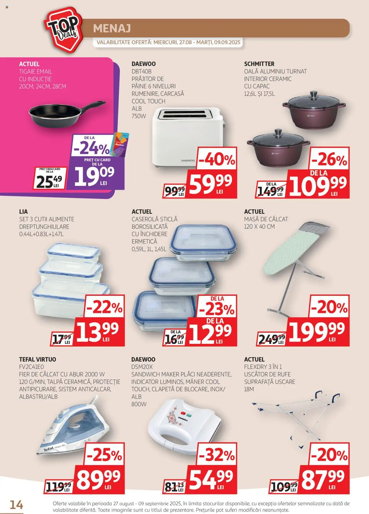 Catalog Auchan 27 August - 8 Septembrie 2025 | Pagina 14 | Produse: Uscător, Oală, Mâner, Masă
