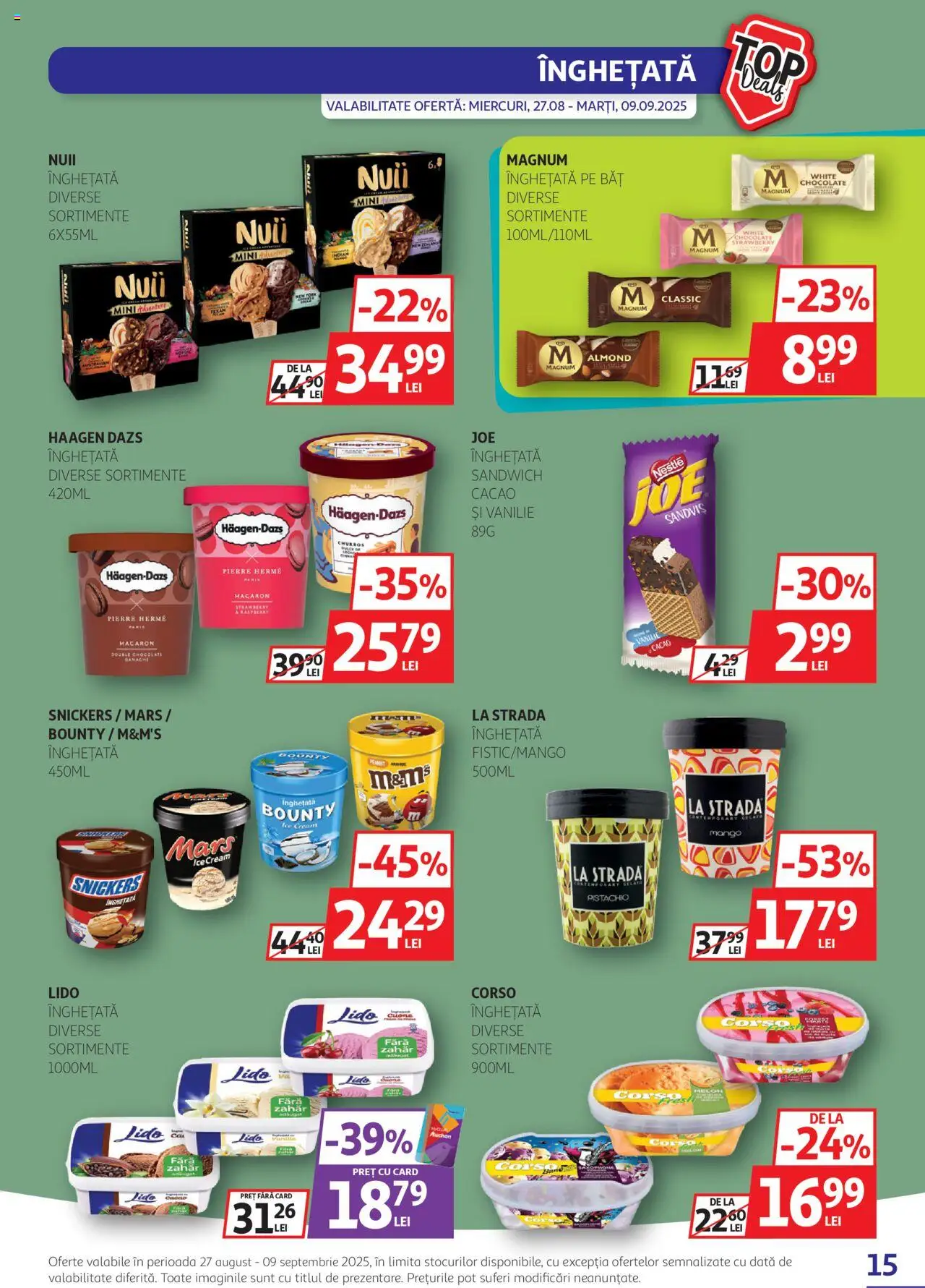 Catalog Auchan 27 August - 8 Septembrie 2025 | Pagina 15 | Produse: Bahçe aydınlatması, Cacao, Înghețată, Zahăr