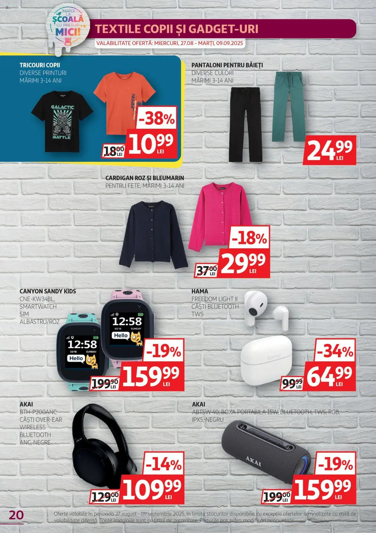 Catalog Auchan 27 August - 8 Septembrie 2025 | Pagina 20 | Produse: Căști, Mici, Pantaloni, Boxă portabilă