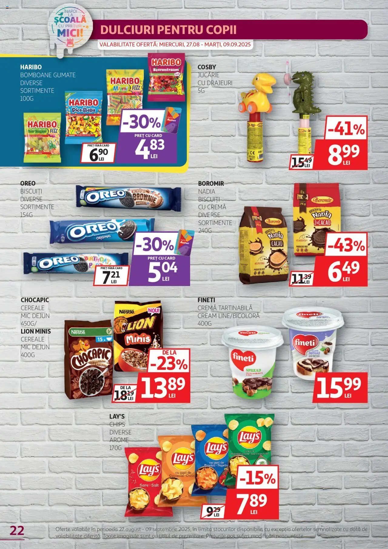 Catalog Auchan 27 August - 8 Septembrie 2025 | Pagina 22 | Produse: Mici, Cereale, Cremă tartinabilă, Biscuiți