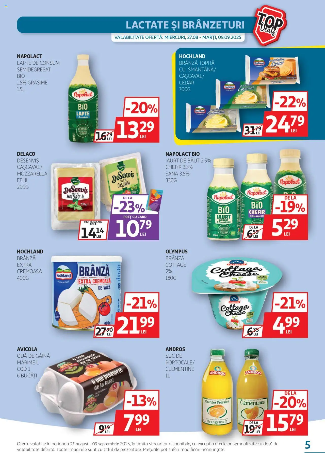 Catalog Auchan 27 August - 8 Septembrie 2025 | Pagina 5 | Produse: Cașcaval, Mozzarella, Iaurt, Suc