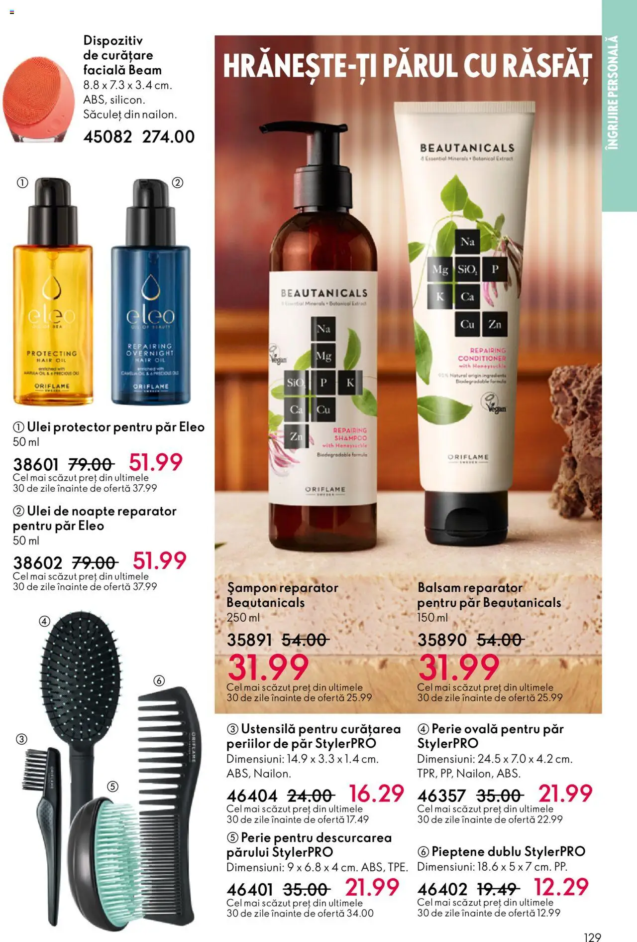 Catalog Oriflame 1 - 20 Octombrie 2025 | Pagina 129 | Produse: Pieptene, Perie, Șampon, Balsam