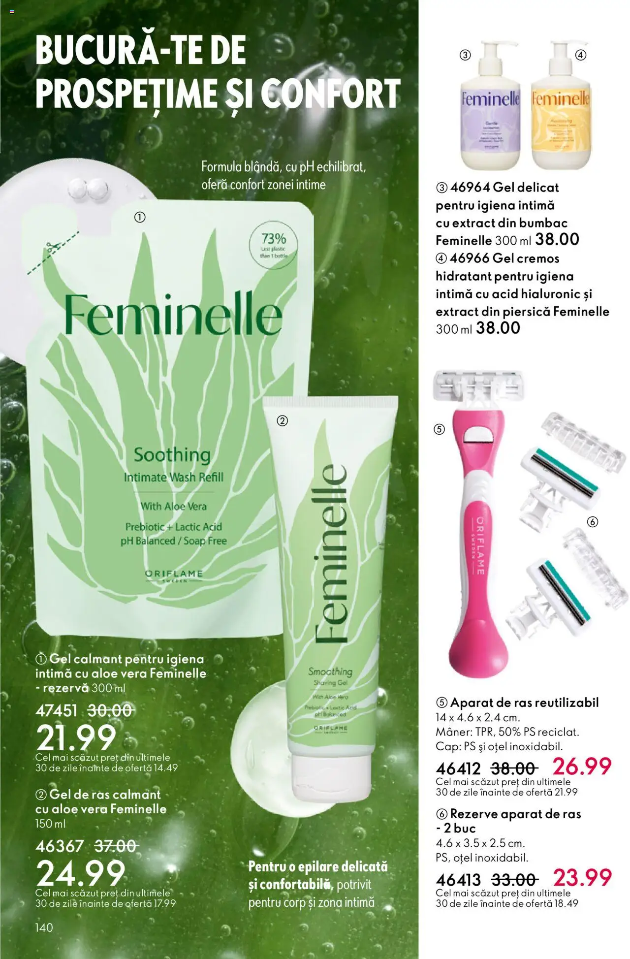 Catalog Oriflame 1 - 20 Octombrie 2025 | Pagina 140 | Produse: Piersică, Gel de ras, Aparat De Ras, Aloe vera