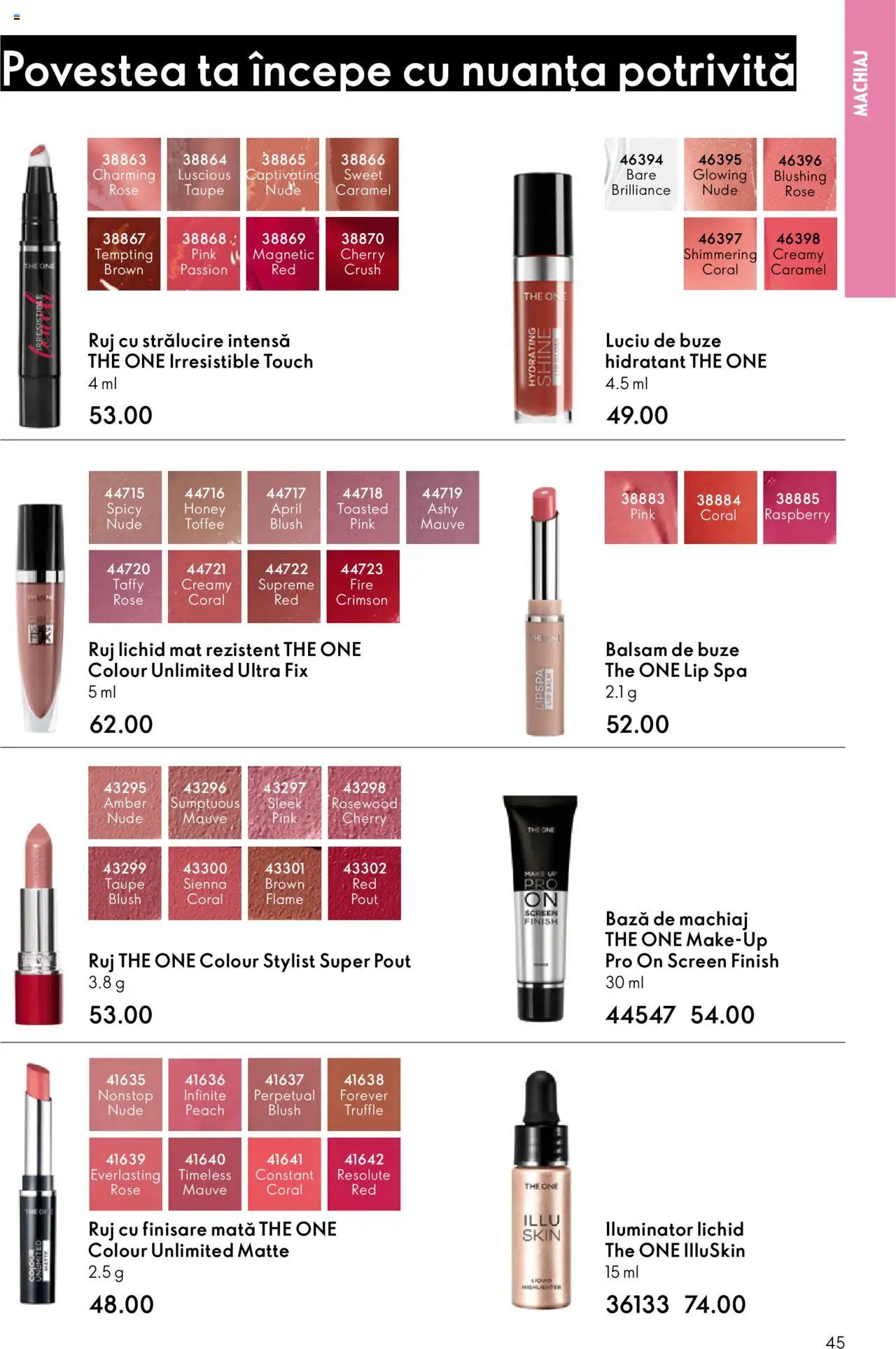 Catalog Oriflame 1 - 20 Octombrie 2025 | Pagina 45 | Produse: Bază de machiaj, Machiaj, Iluminator, Luciu de buze