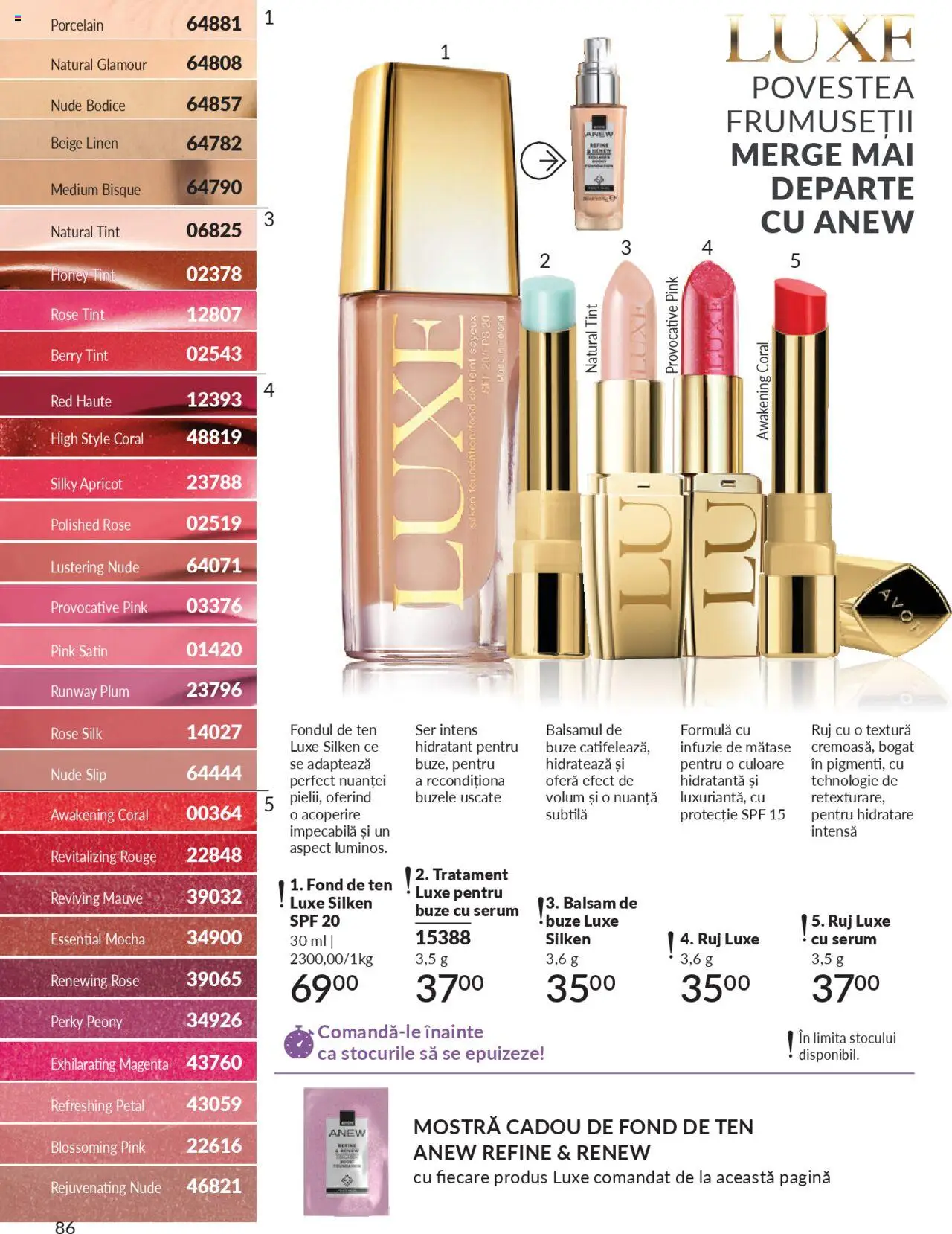 Catalog Avon 1 - 29 Septembrie 2025 | Pagina 86 | Produse: Fond de ten, Delgeç, Serum, Balsam