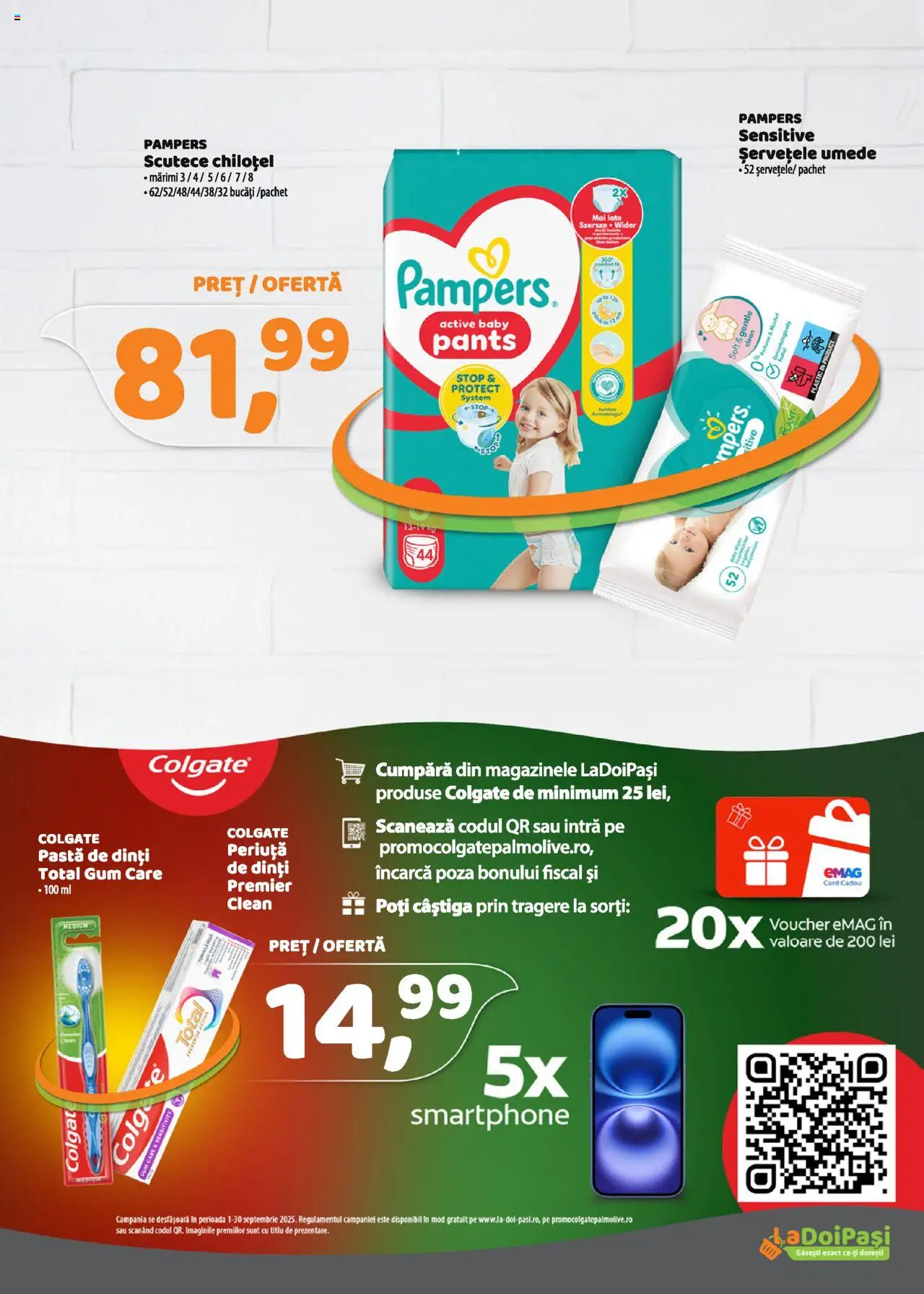 Catalog La Doi Pași 1 - 29 Septembrie 2025 | Pagina 12 | Produse: Smartphone, Pomelo, Șervețele umede, Scutece