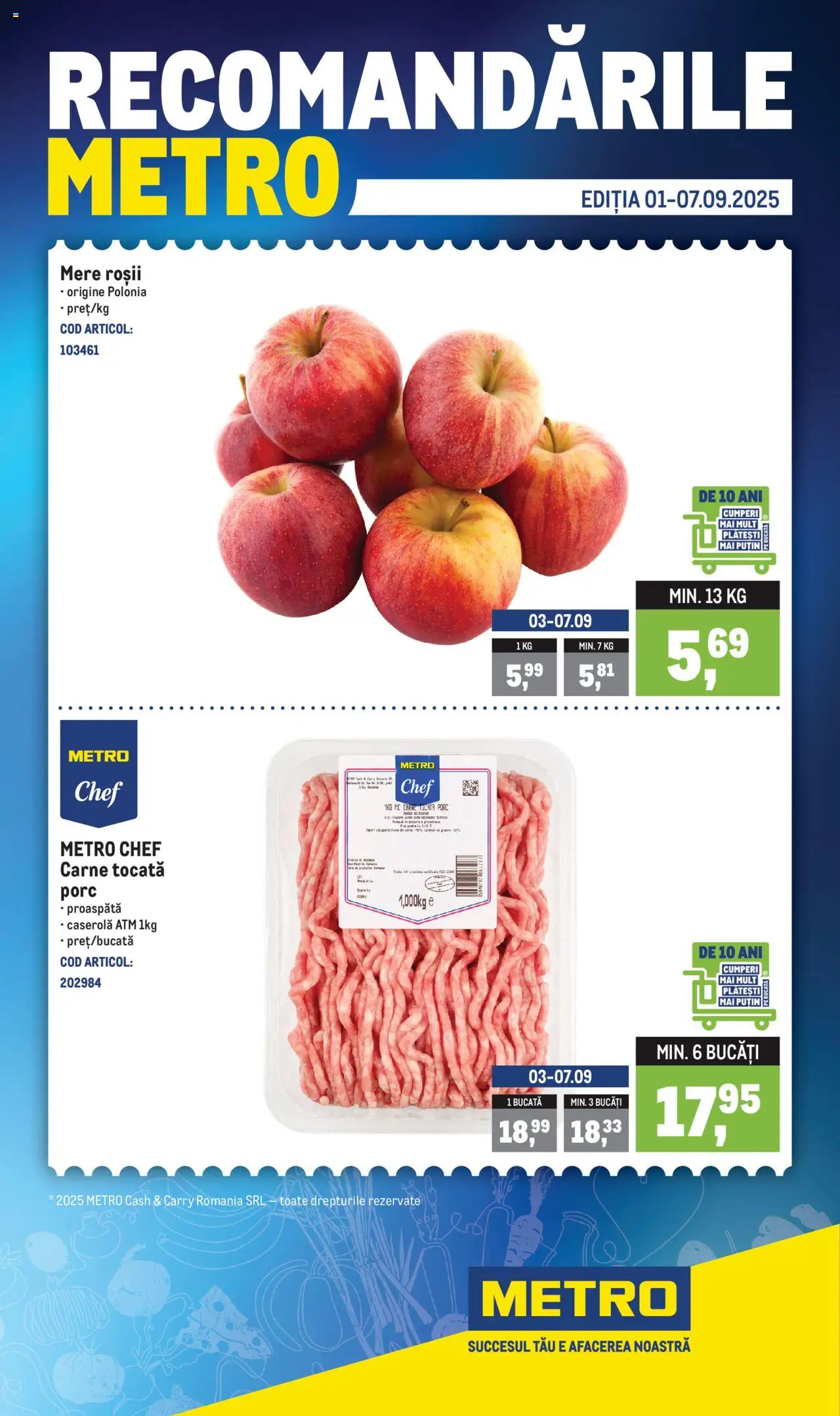 Catalog METRO 1 - 6 Septembrie 2025 | Pagina 1 | Produse: Mere, Roșii, Carne tocată