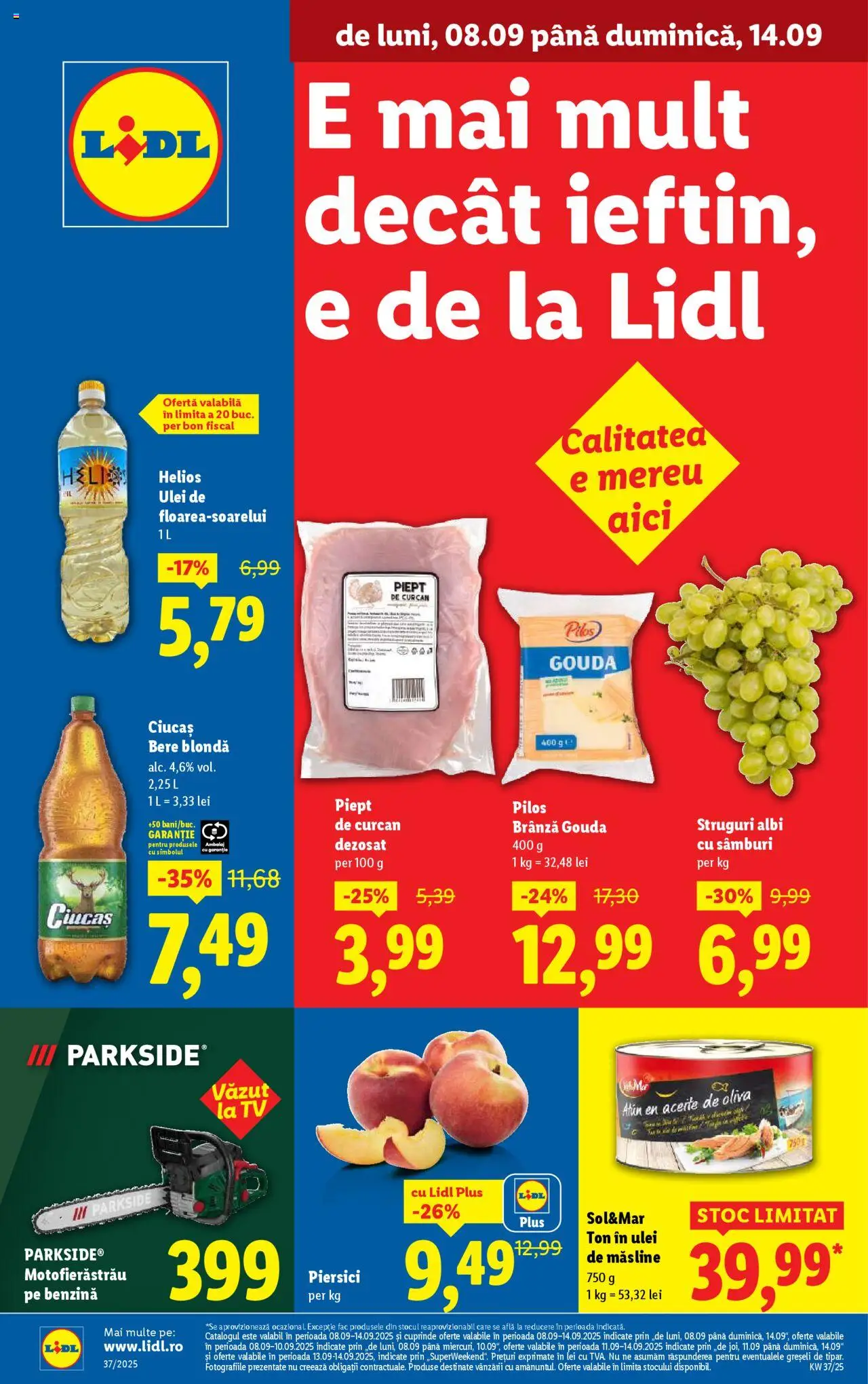 Catalog LIDL 8 - 13 Septembrie 2025 | Pagina 1 | Produse: Struguri, Toplar, Ulei, Gouda