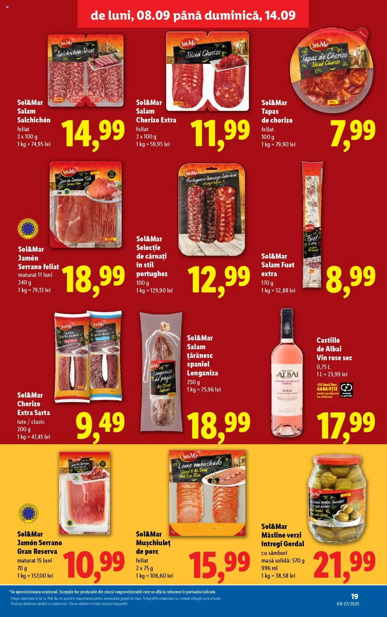 Catalog LIDL 8 - 13 Septembrie 2025 | Pagina 19 | Produse: Masă, Măsline, Vin, Cârnați
