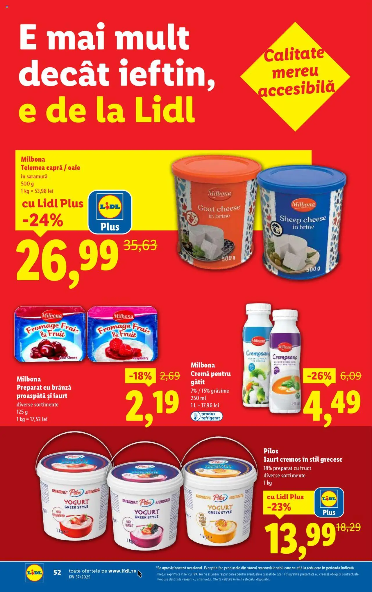 Catalog LIDL 8 - 13 Septembrie 2025 | Pagina 52 | Produse: Delgeç, Toplar, Iaurt, Cremă