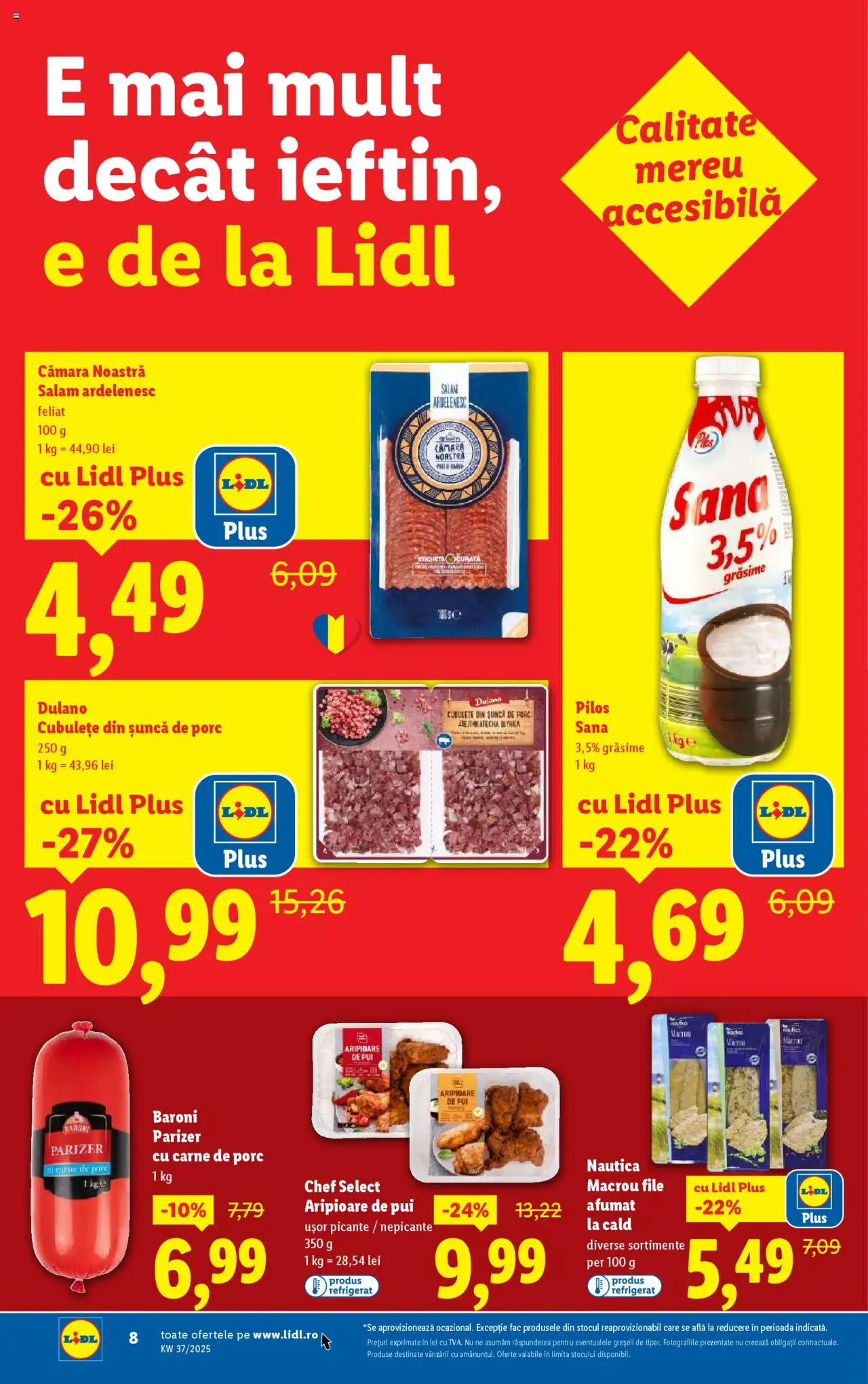Catalog LIDL 8 - 13 Septembrie 2025 | Pagina 8 | Produse: Toplar, Șuncă, Carne De Porc, Parizer
